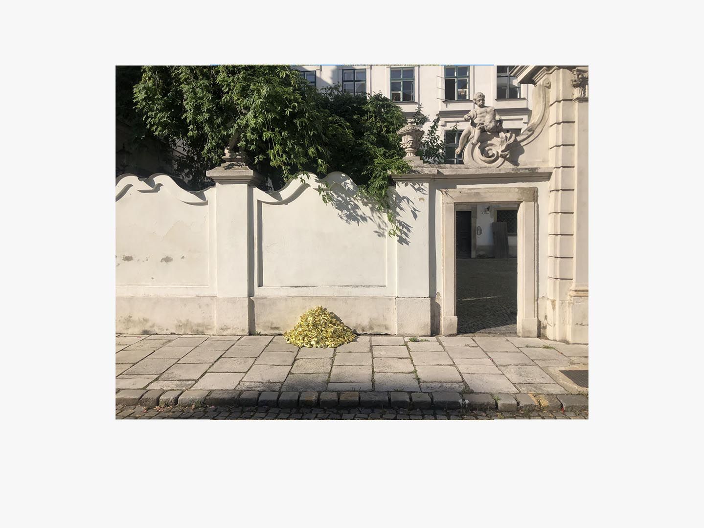 An installation view of the multi-site exhibition Felix Gonzalez-Torres “Untitled’’ (Fortune Cookie Corner), dated 2020.