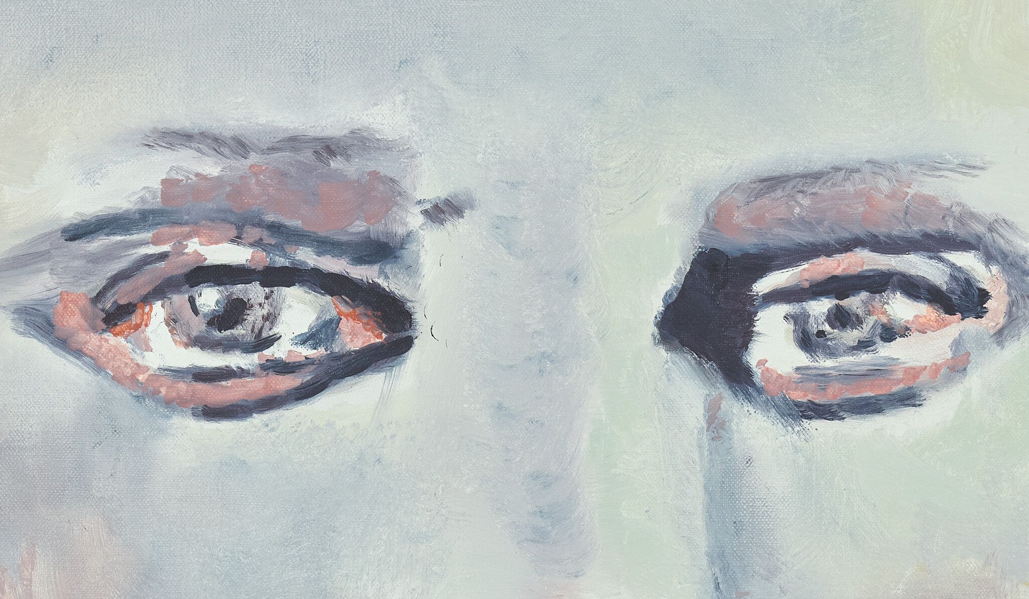 A detail of a painting by Luc Tuymans titled Fantomas, dated 2022
