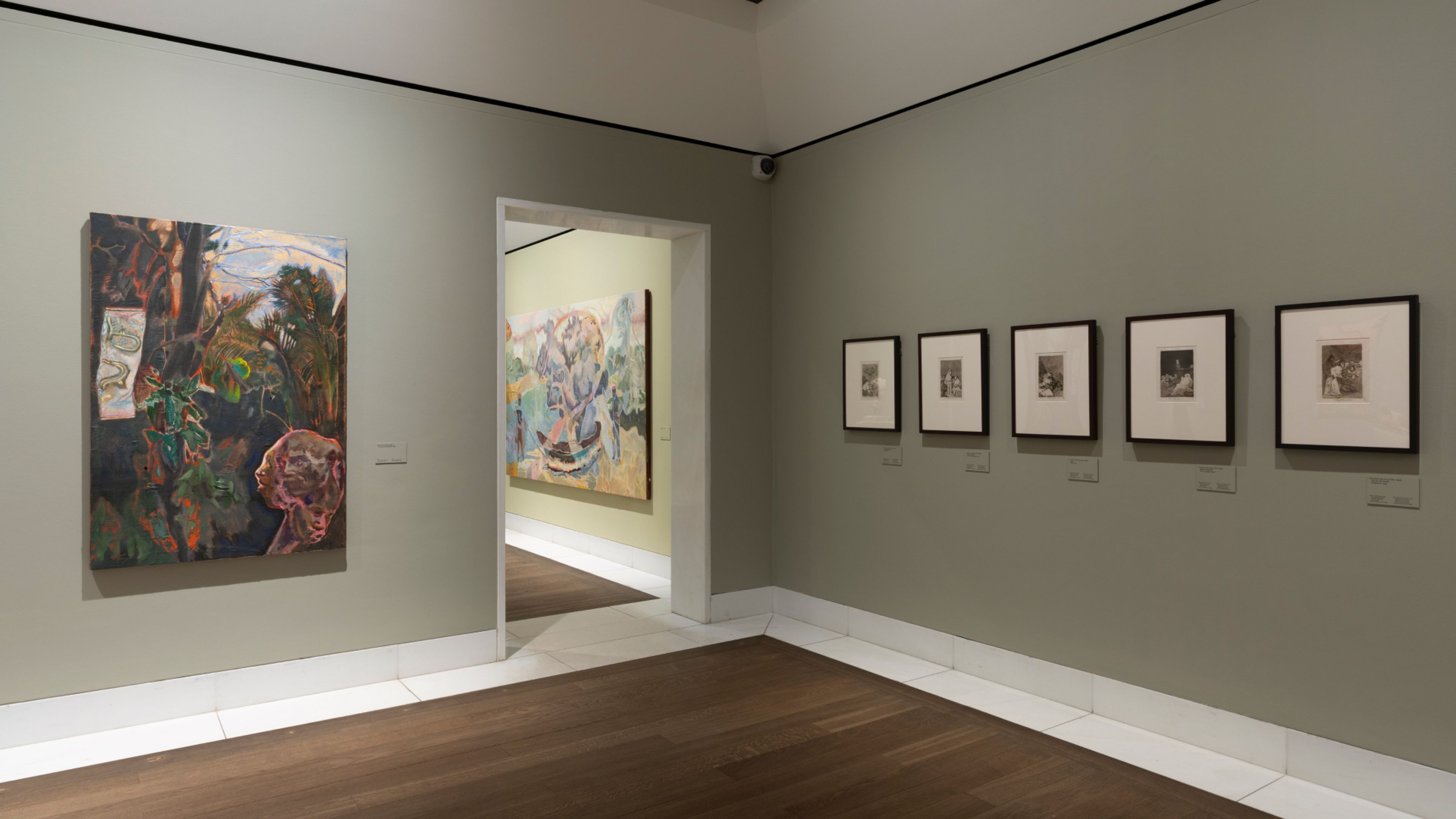 Installation view of the exhibition, Michael Armitage – Account of an Illiterate Man, at Ny Carlsberg Glyptotek in Copenhagen, dated 2021.