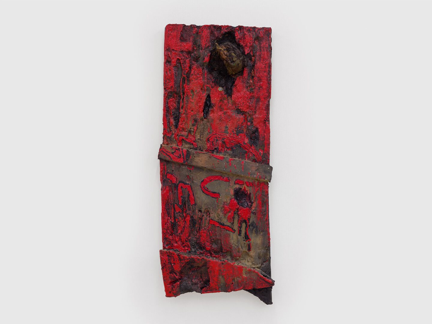 A mixed media sculpture by Brandon Ndife, titled Door to Cupboard, dated 2020.