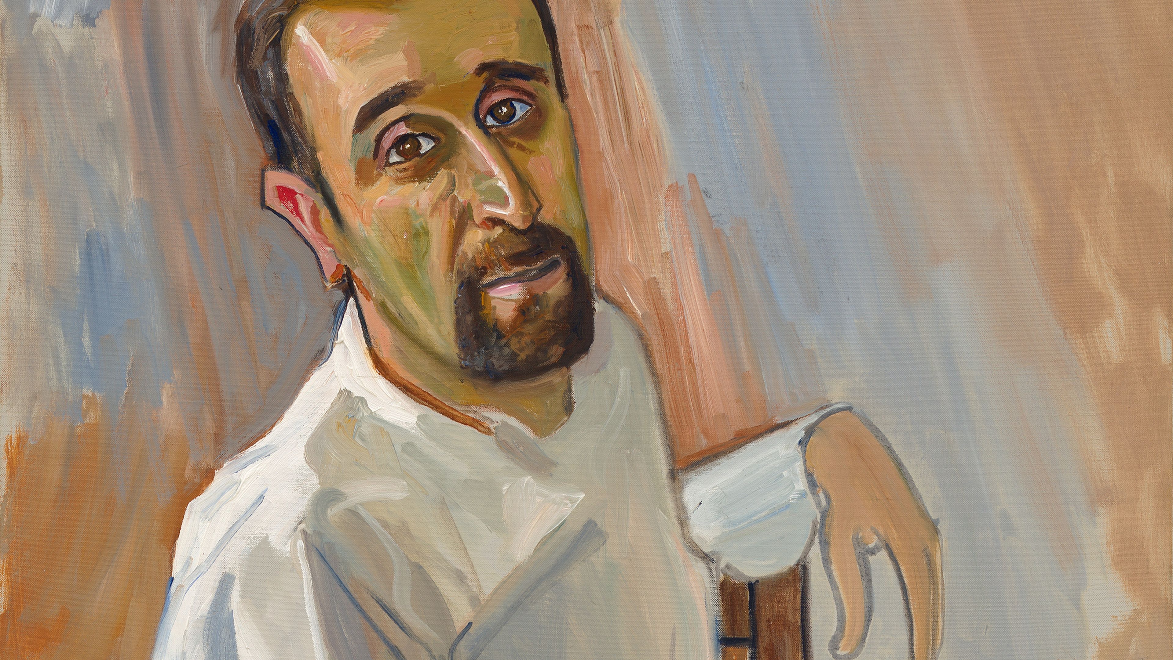 A detail from a painting titled Man from Fordham by Alice Neel, dated 1965