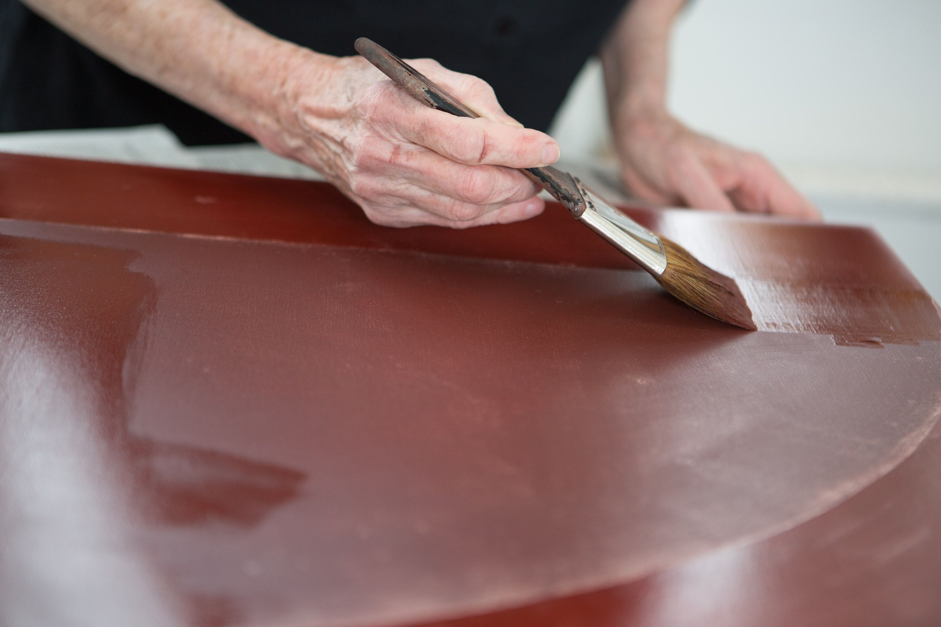 A photo of painting materials in Suzan Frecon's studio, taken in 2020.