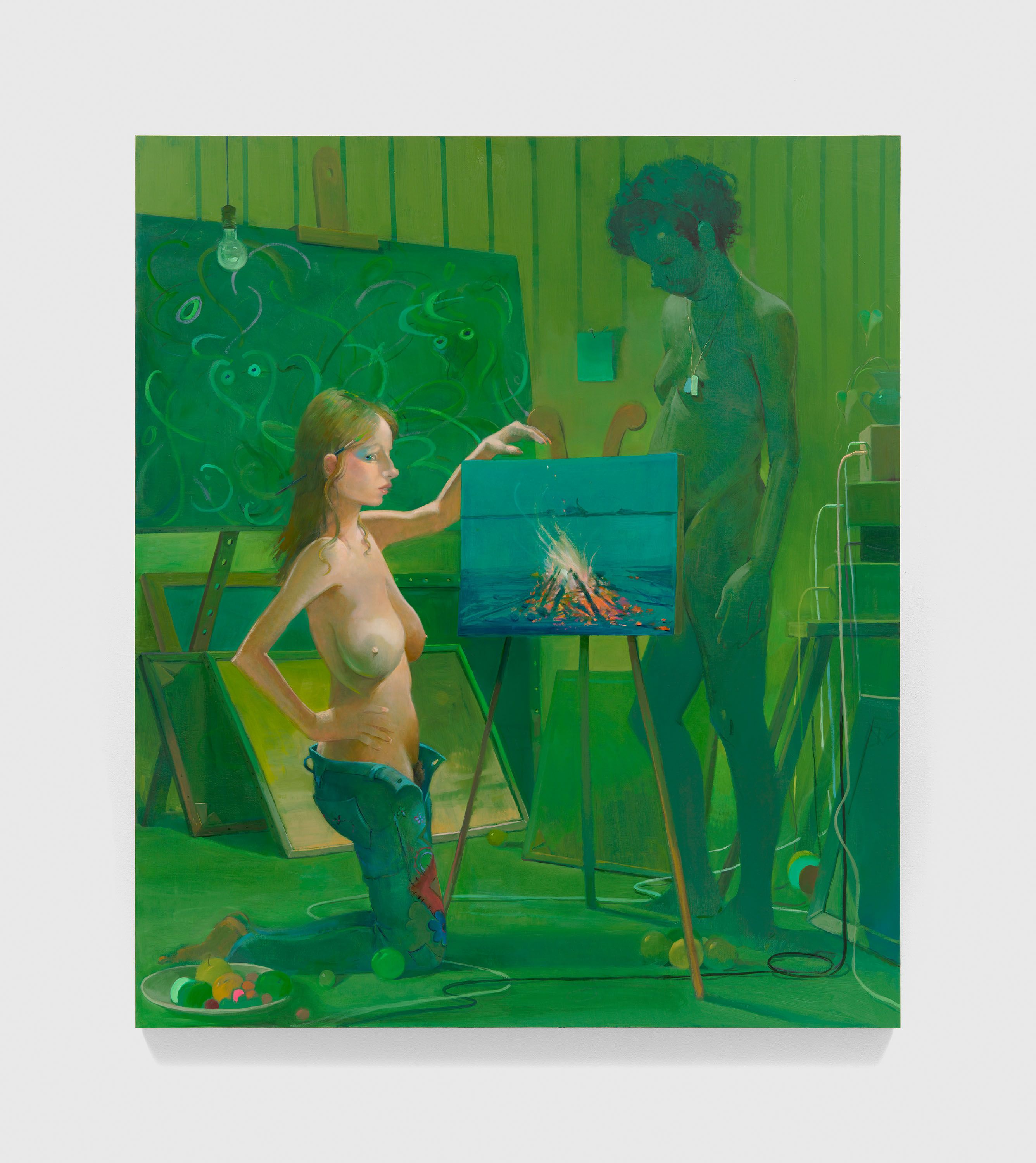 A painting by Lisa Yuskavage, titled Master Class, dated 2021.