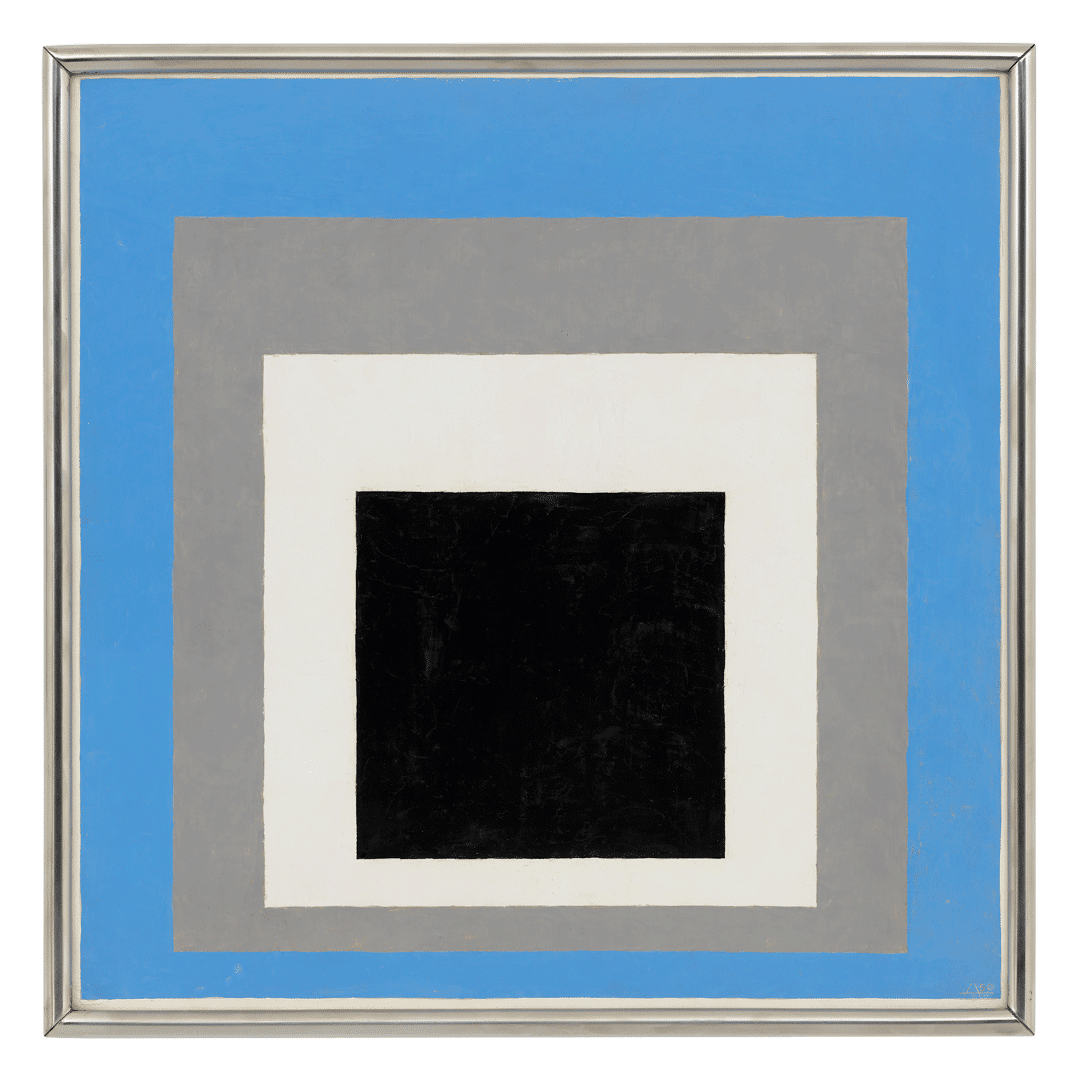 An oil painting on Masonite by Josef Albers, titled Homage to the Square: Apodictic, dated 1950.