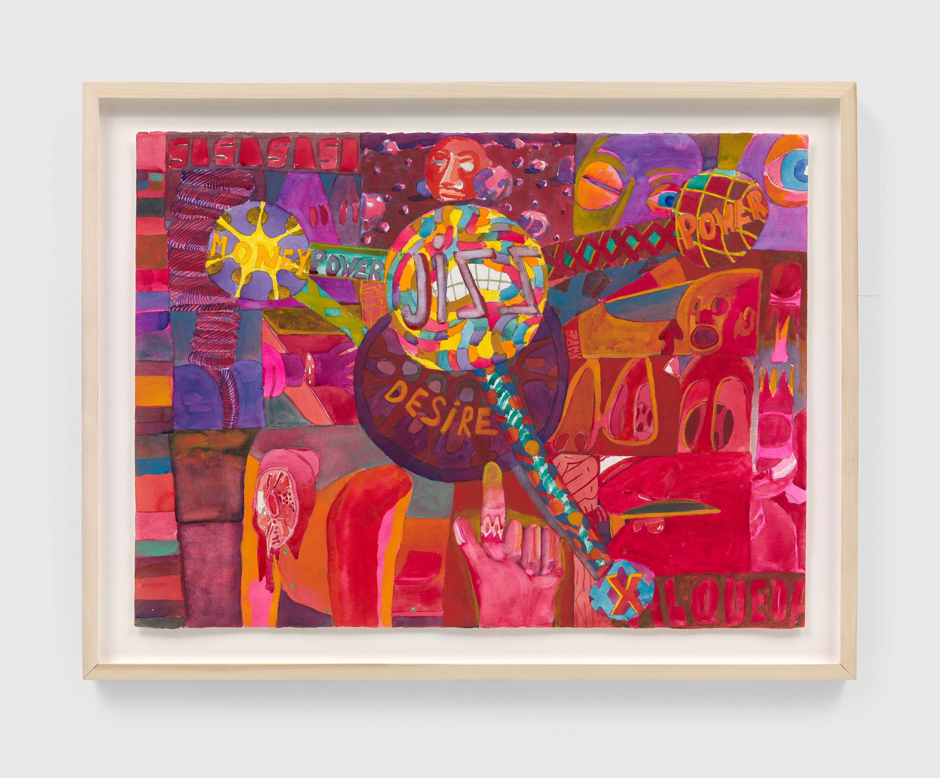 A work on paper by Peter Williams, titled Money, Power, Desire, dated 2013.
