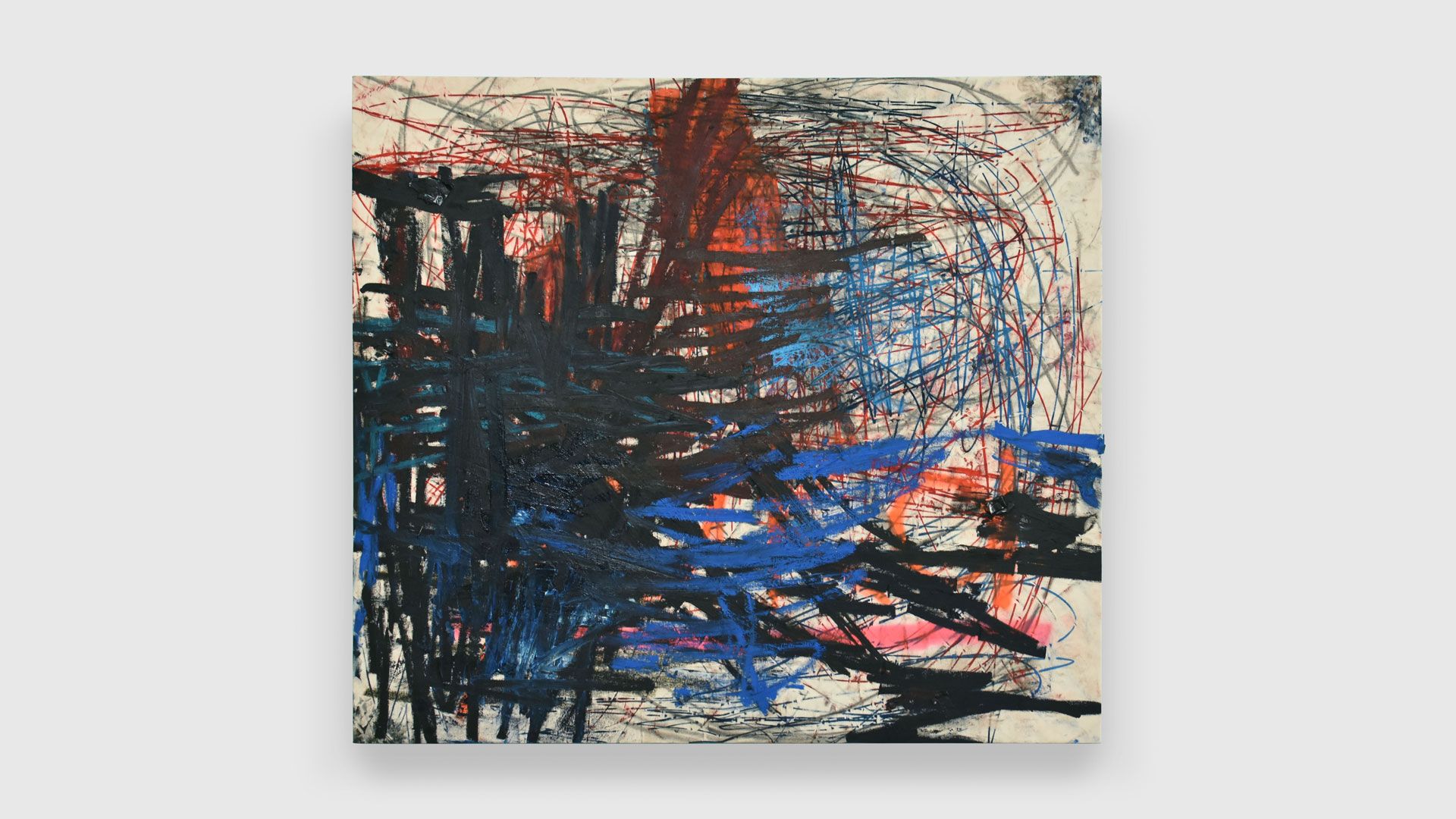 A painting by Oscar Murillo titled (untitled) ethics & aesthetics, dated 2020.