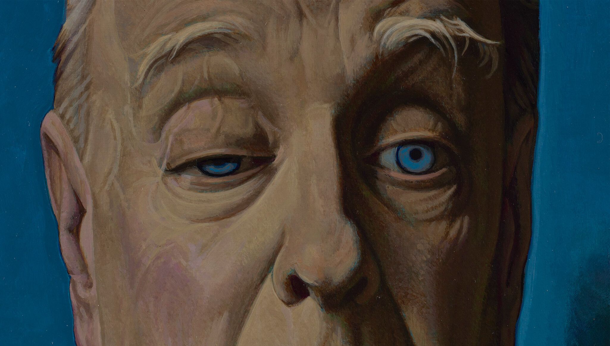 A detail of an artwork by Liu Ye, titled Jorge Luis Borges, dated 2022-2023