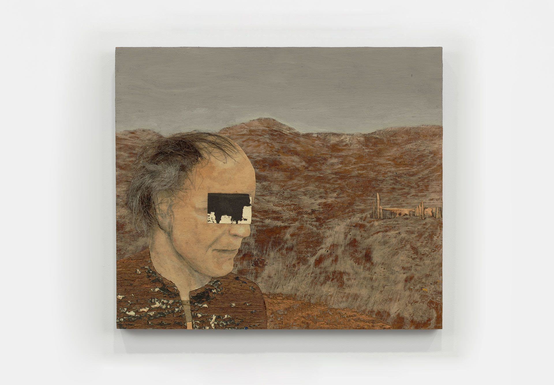 A mixed media painting by Llyn Foulkes titled Los Flores, dated 2006