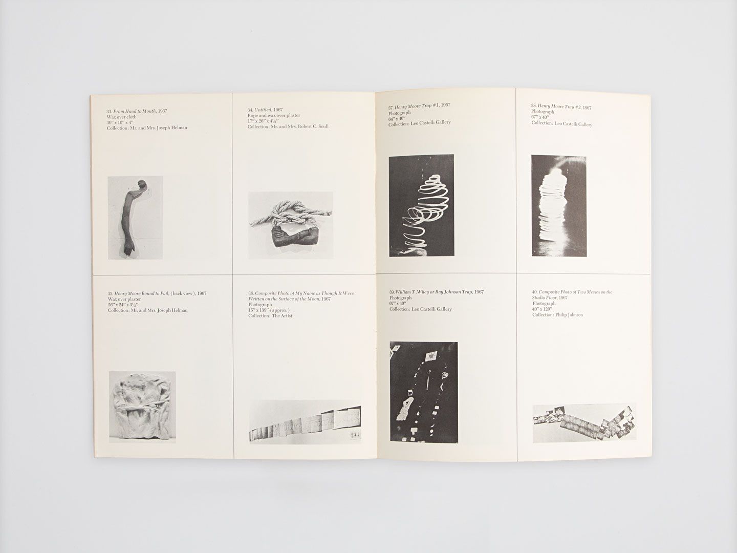 A booklet by Bruce Nauman titled Bruce Nauman: Leo Castelli Gallery, January 27-February 17, dated 1968