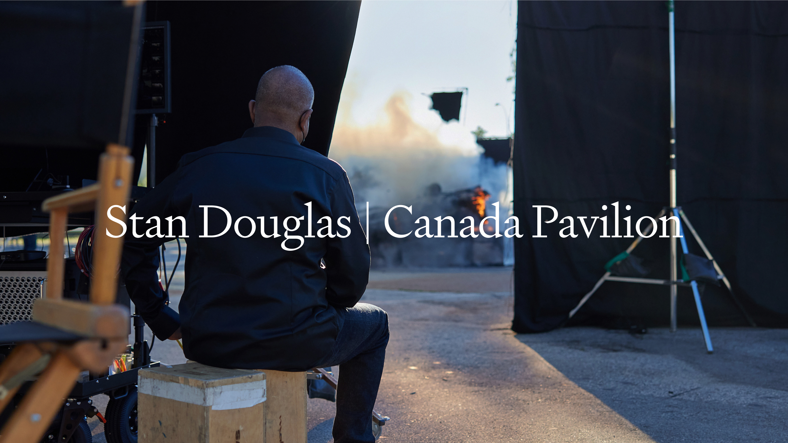 A full width image with the text Stan Douglas Canada Pavilion that is linking to the subpage of Stan Douglas 2011 unequal 1848