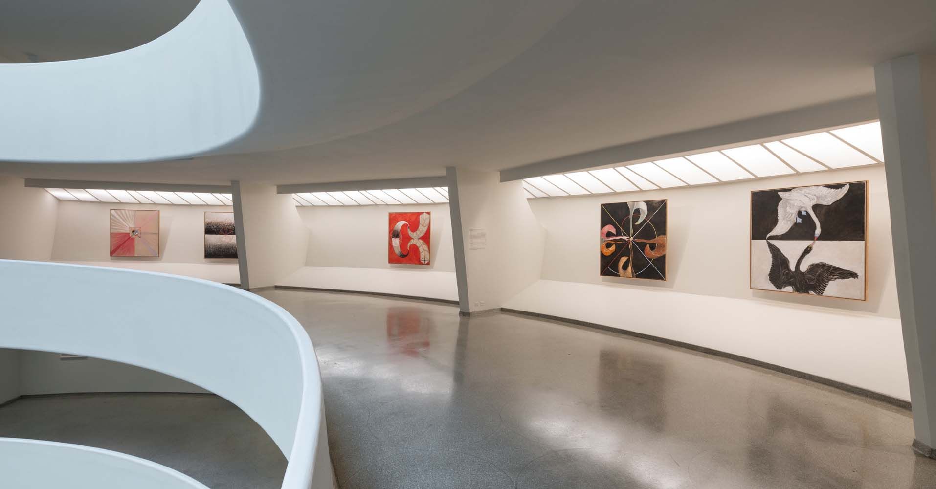 An installation view of an exhibition titled Hilma af Klint: Paintings for the Future, at the Solomon R. Guggenheim Museum, New York in 2018. Photo by David Heald.