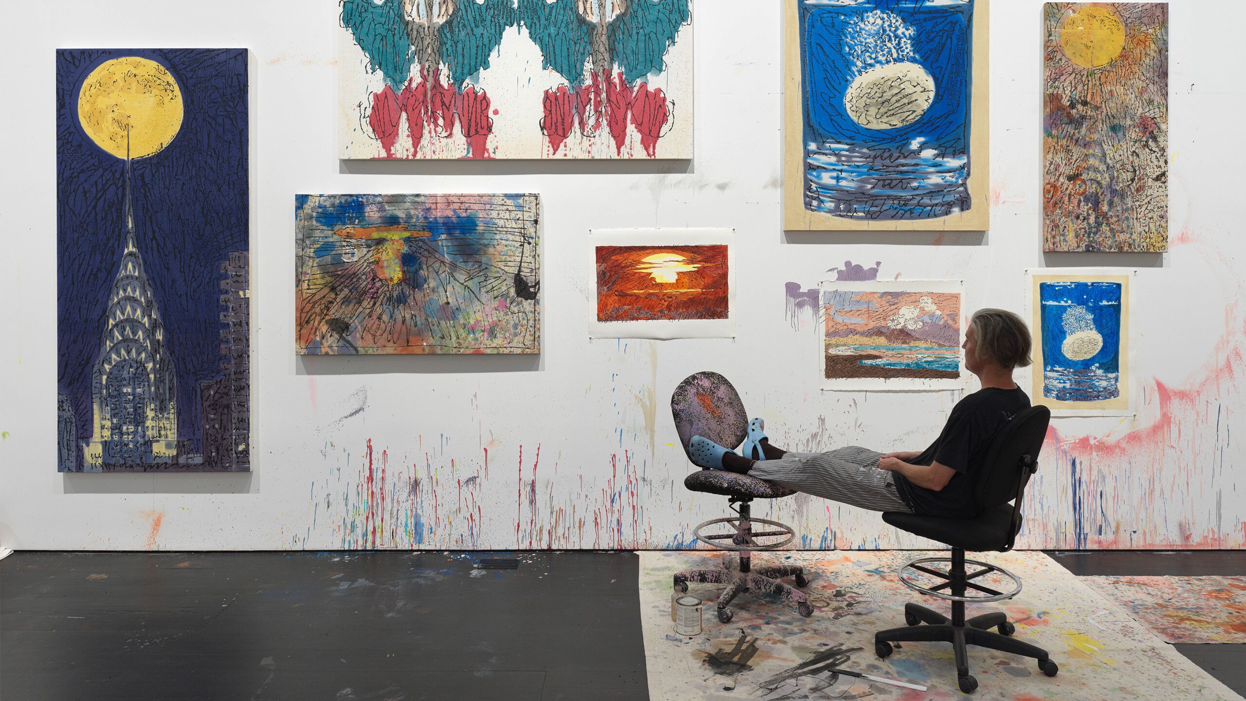 Nate Lowman in his studio, 2021. Photo by Jeffrey Sturges