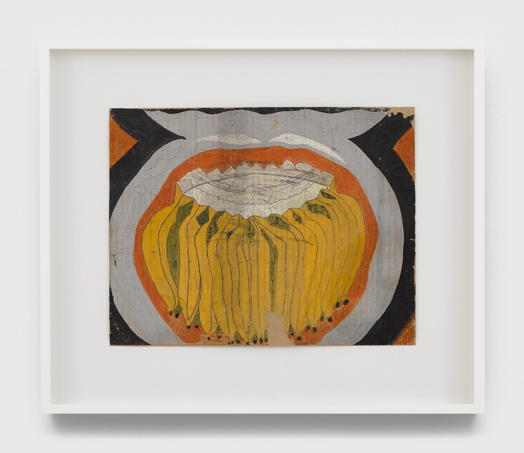 An undated oil painting on cardboard by Frank Walter, titled Self-Portrait (Banana cluster).
