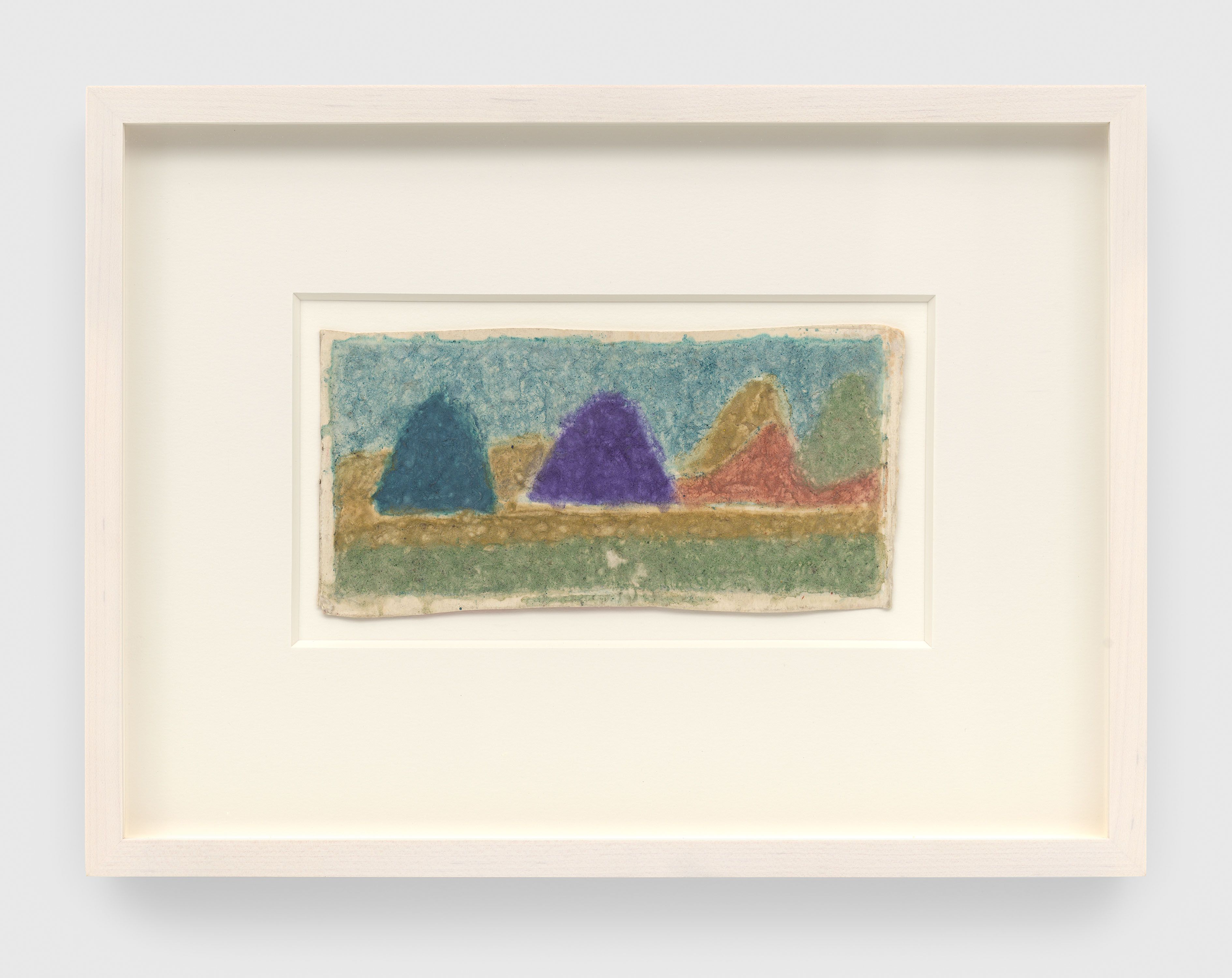 A mixed media artwork by James Castle, titled Untitled (colored mounds, landscape), n.d.