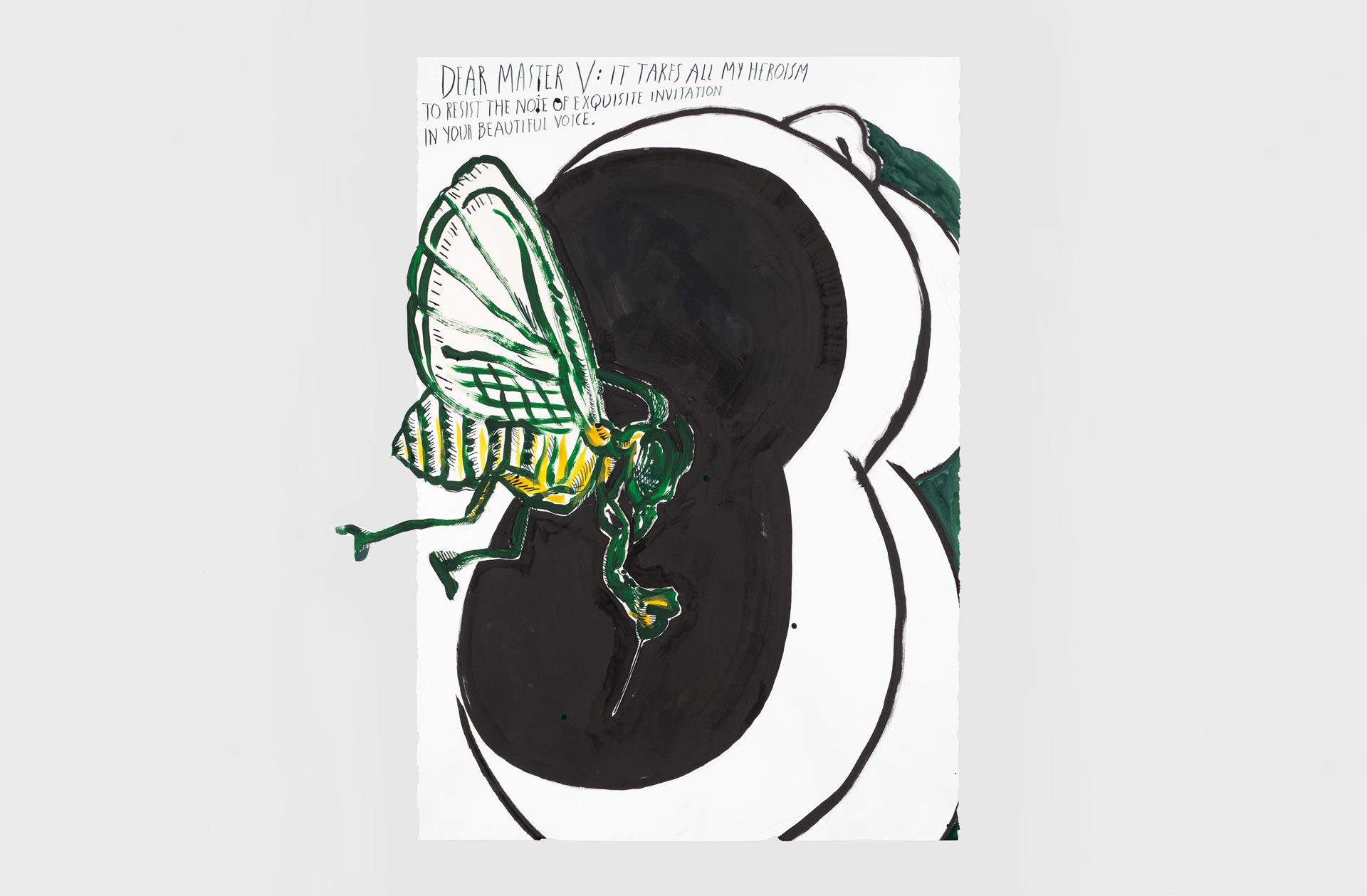 A drawing by Raymond Pettibon, titled No Title (Dear master v:...), dated 2017.
