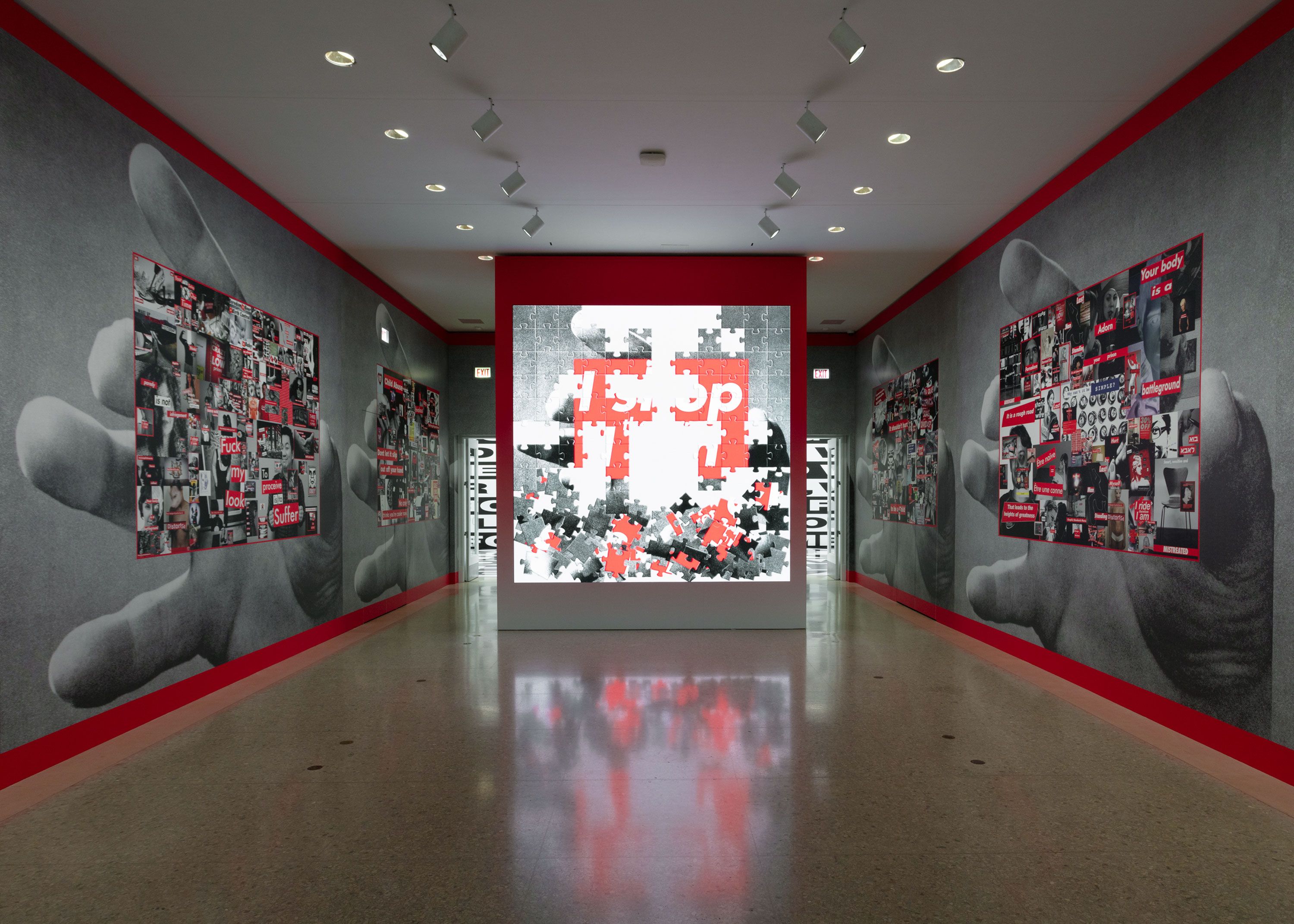 Installation view, Barbara Kruger: THINKING OF YOU. I MEAN ME. I MEAN YOU., Art Institute of Chicago, 2021
