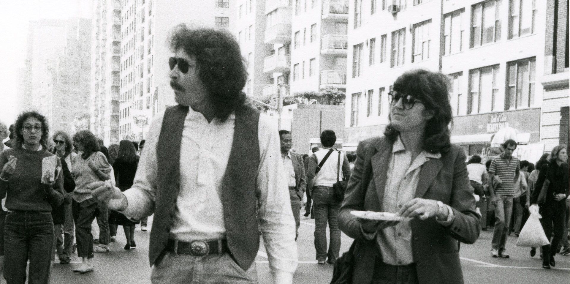 A photograph of Doug Wheeler and Vija Celmins in New York, dated 1981