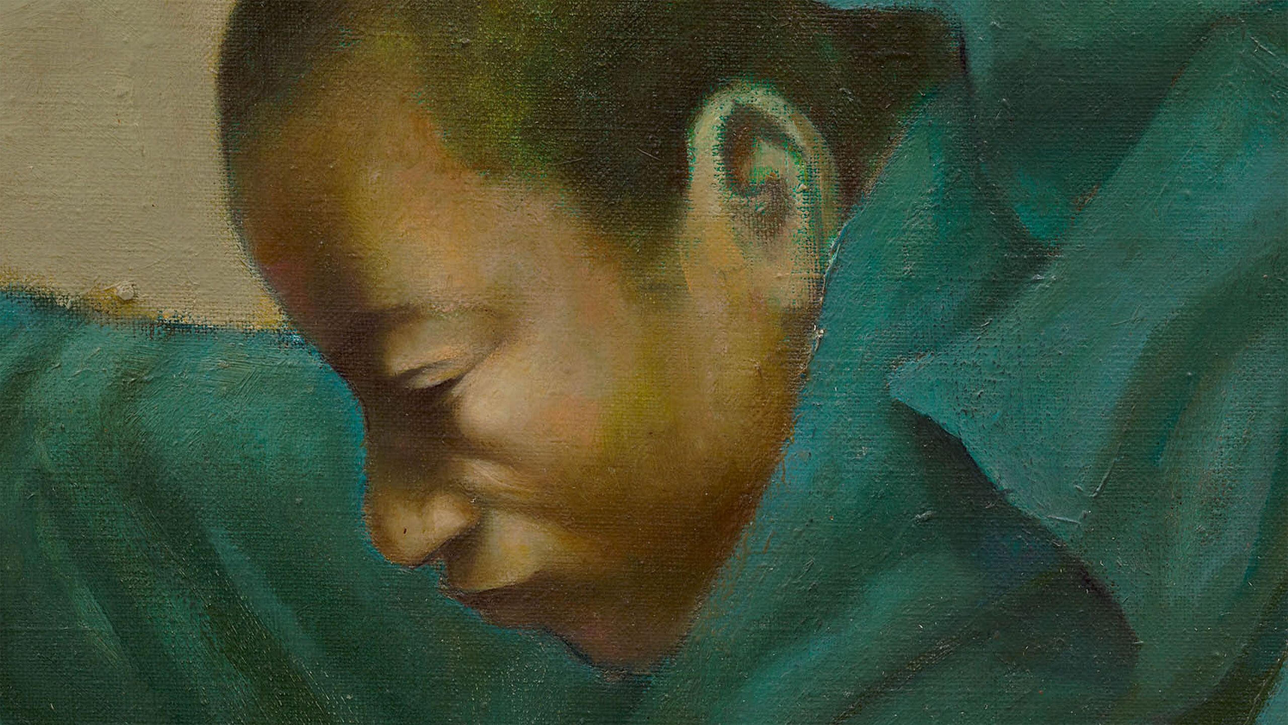 This is another detail shot of the painting by Charles White, titled Untitled, dated c. 1966-1967