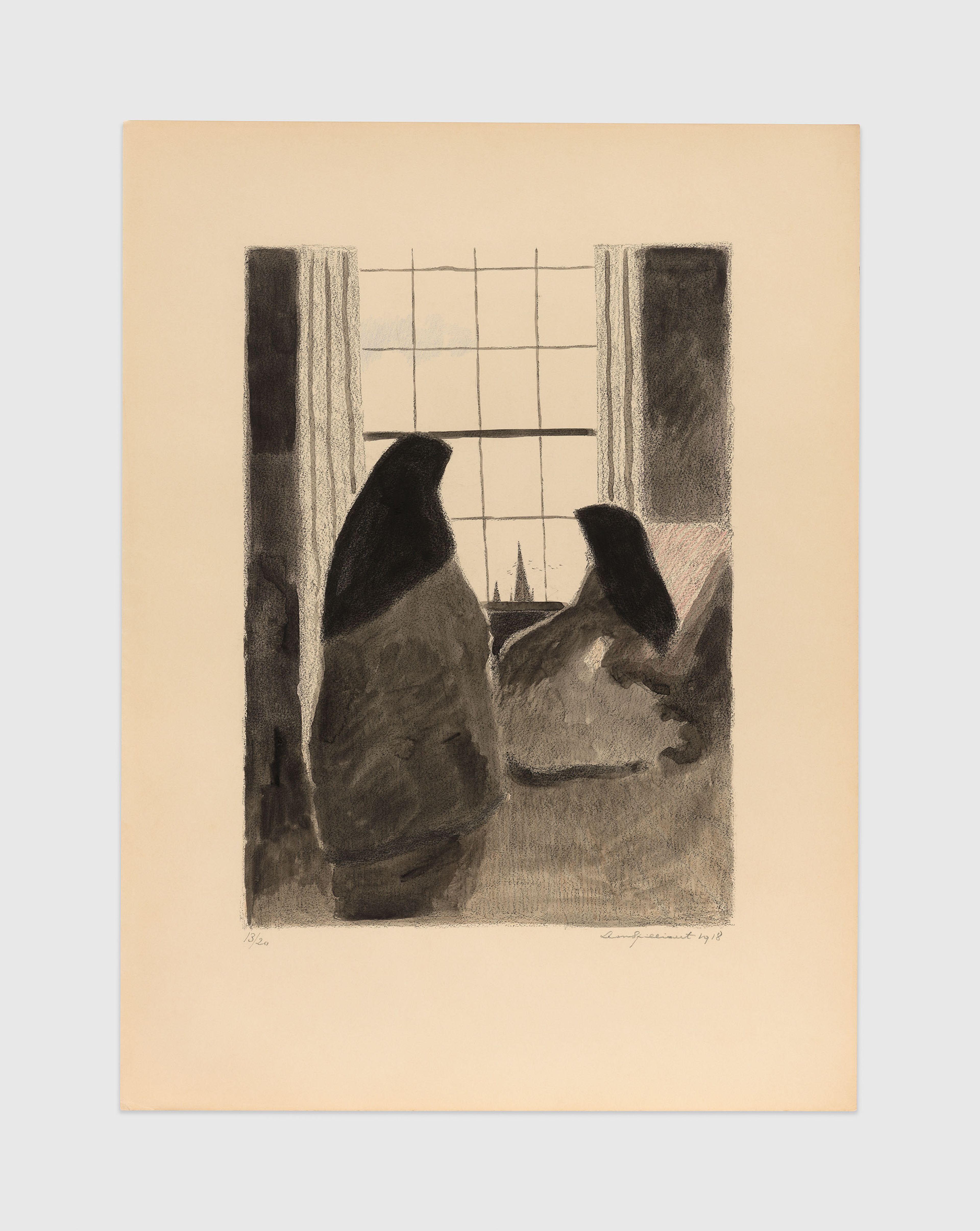 A detail from a 10-part print on paper by Léon Spilliaert, titled Les Serres chaudes (Hothouses), dated 1918.