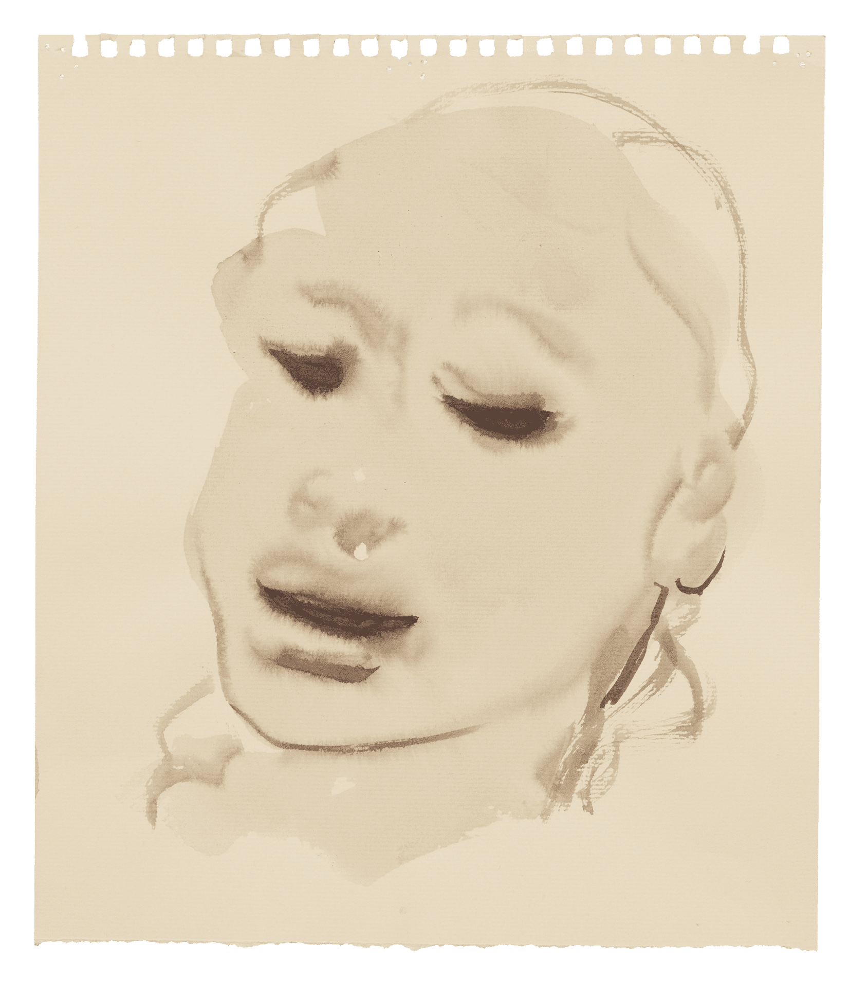 A drawing by Marlene Dumas, titled Venus between desire and sorrow, dated 2015 to 2016.
