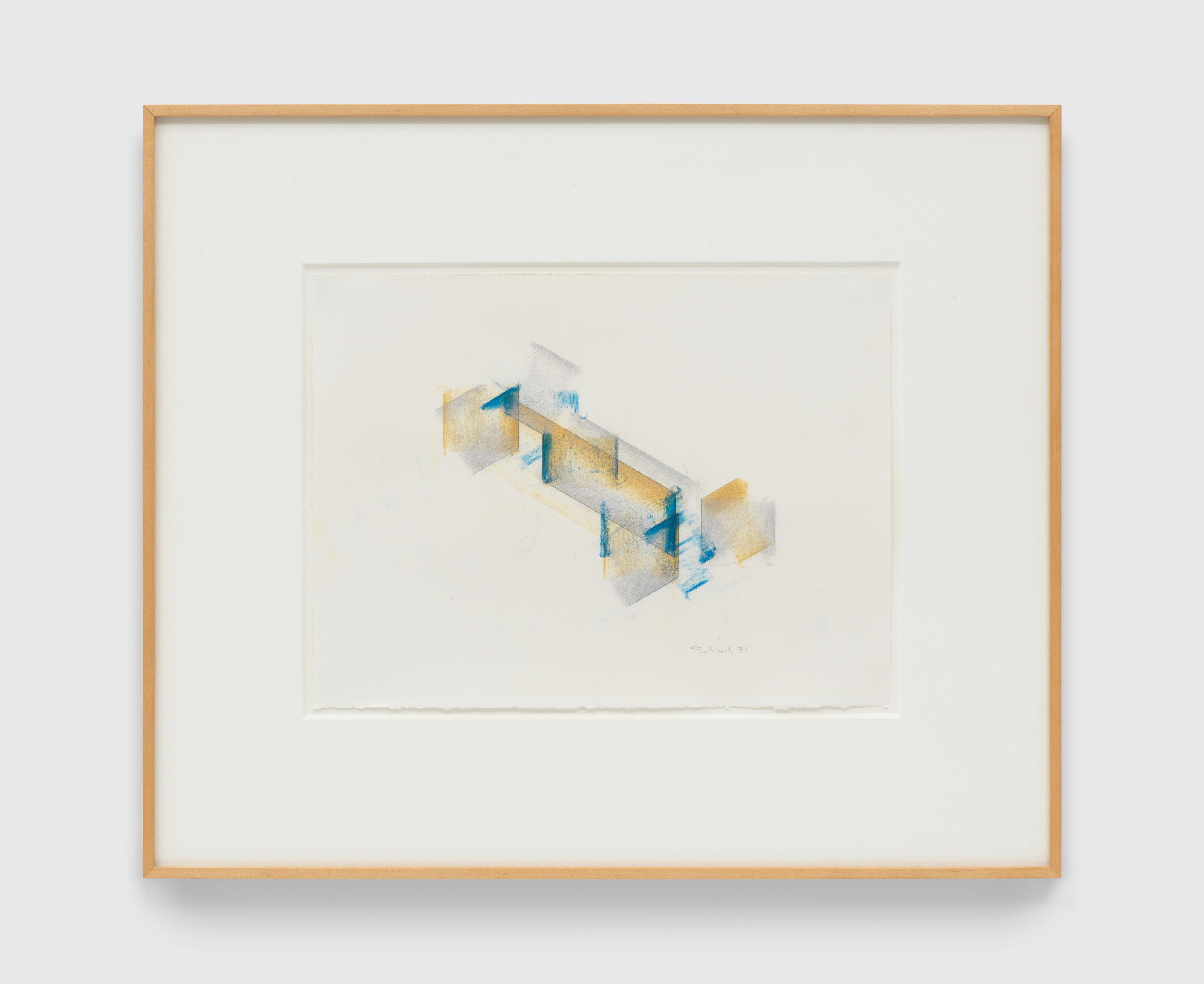 A pastel and graphite on paper artwork by Fred Sandback, called Untitled, dated 1991.