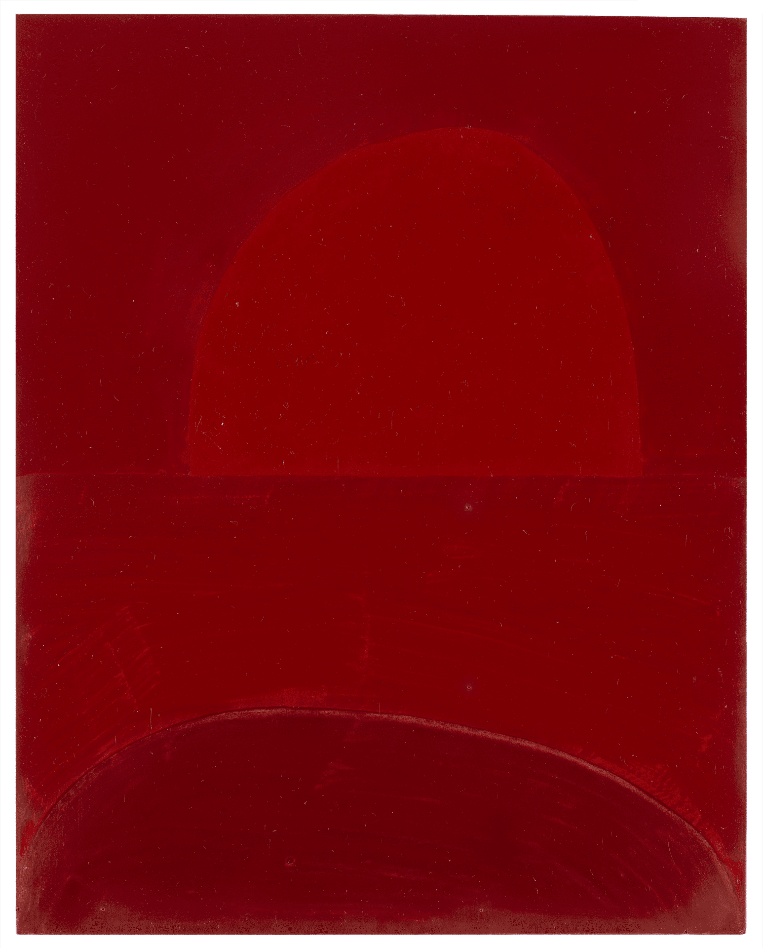 A painting by Suzan Frecon, titled embodiment of red, version 3 trial, dated 2007.