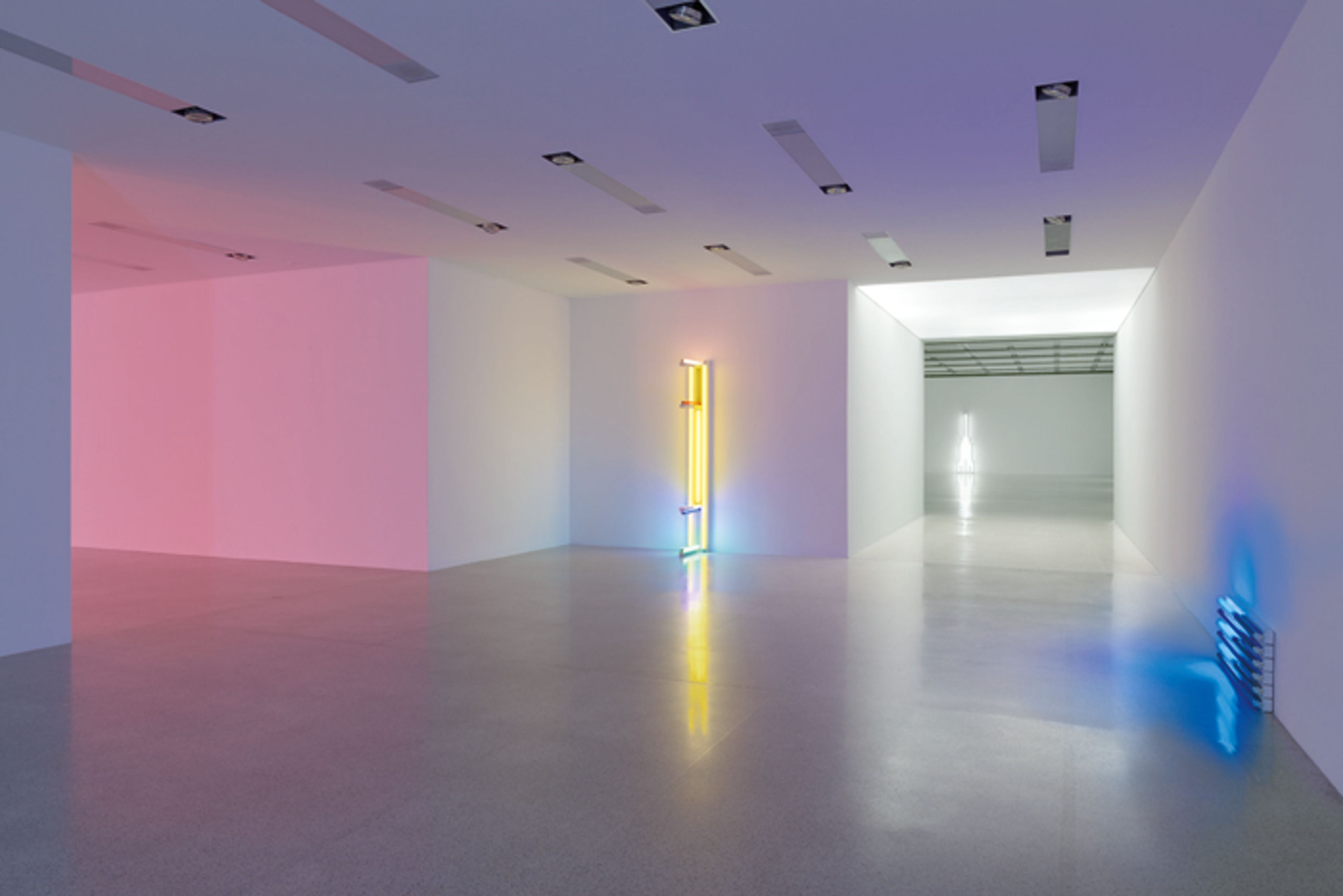 Installation view of the exhibition Dan Flavin – Lights, at the Museum moderner Kunst Stiftung Ludwig Wien, in Vienna, Austria, dated 2012.