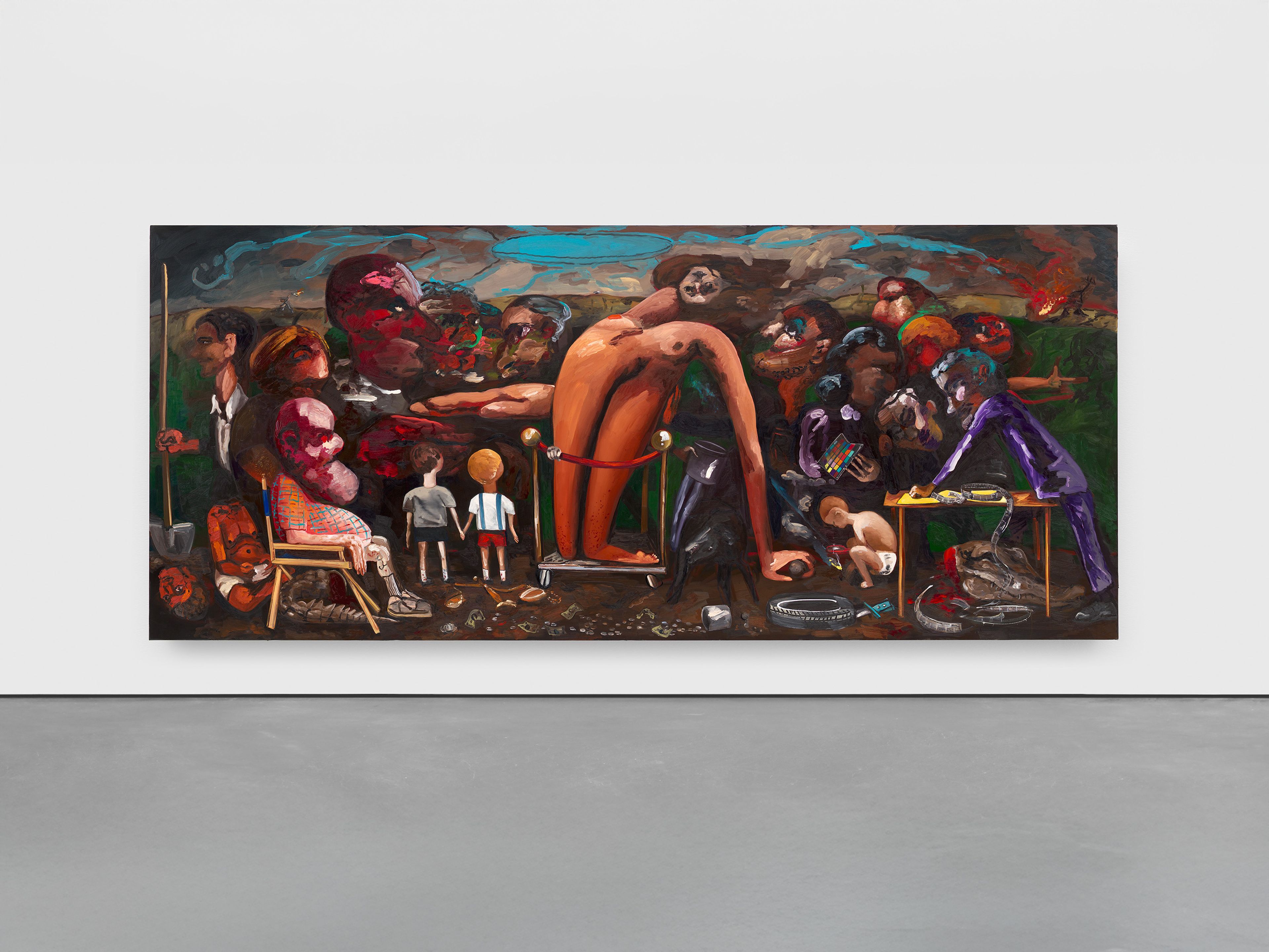 A painting by Dana Schutz, titled The Gathering, dated 2023.