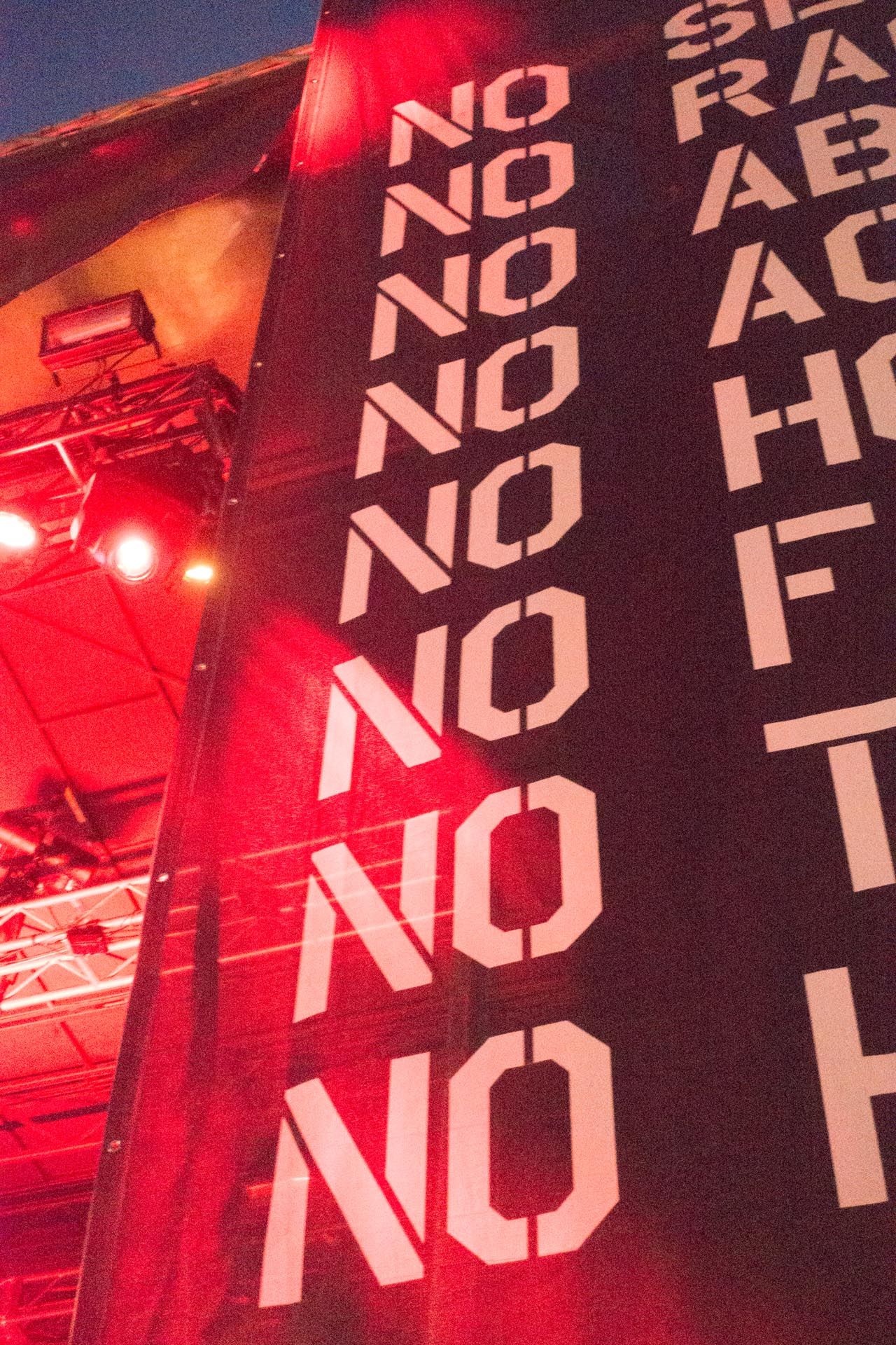 A photograph by Wolfgang Tillmans, titled Afropunk Festival banner, dated 2015.