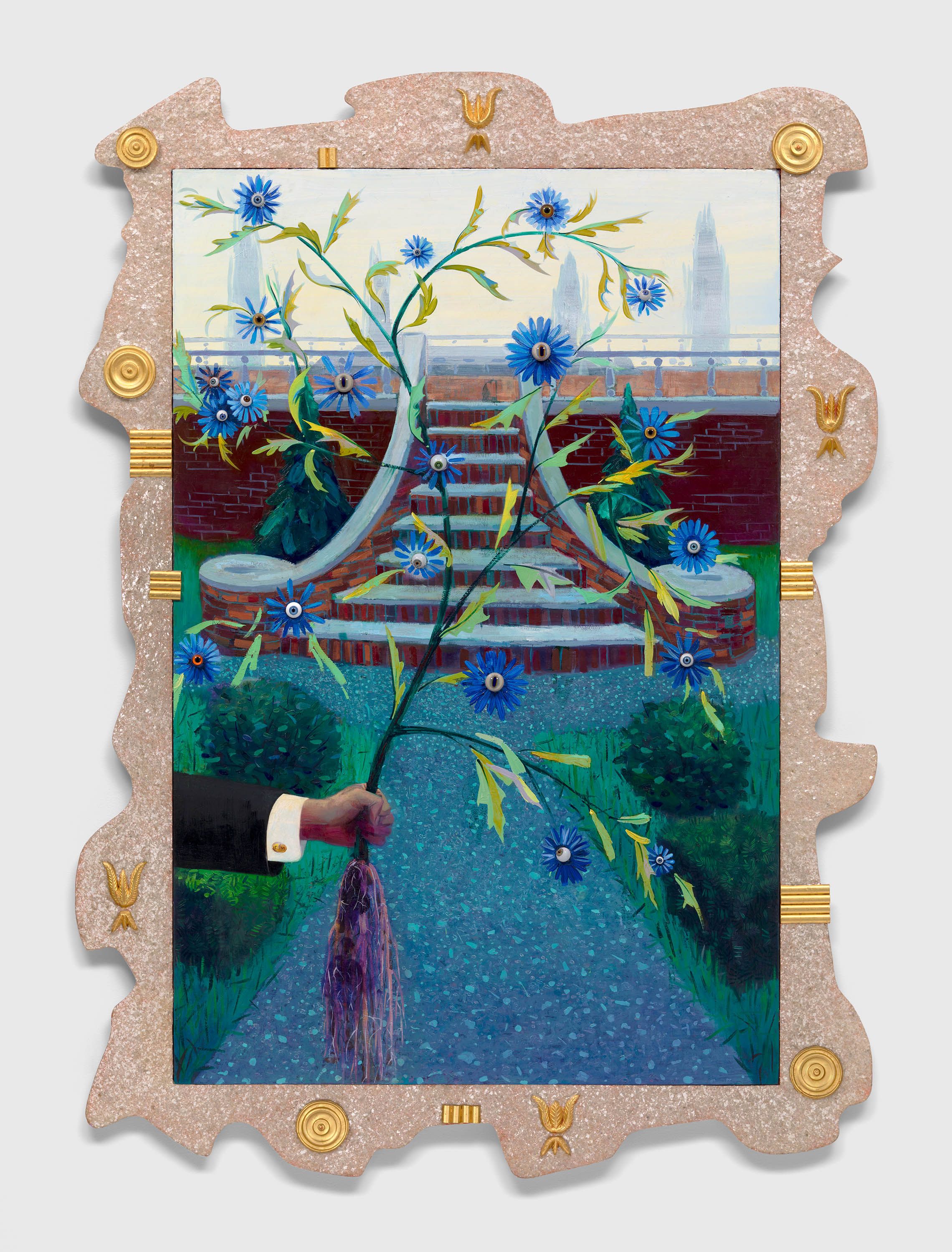 A painting by Frank Moore, titled Weed, dated 1989.