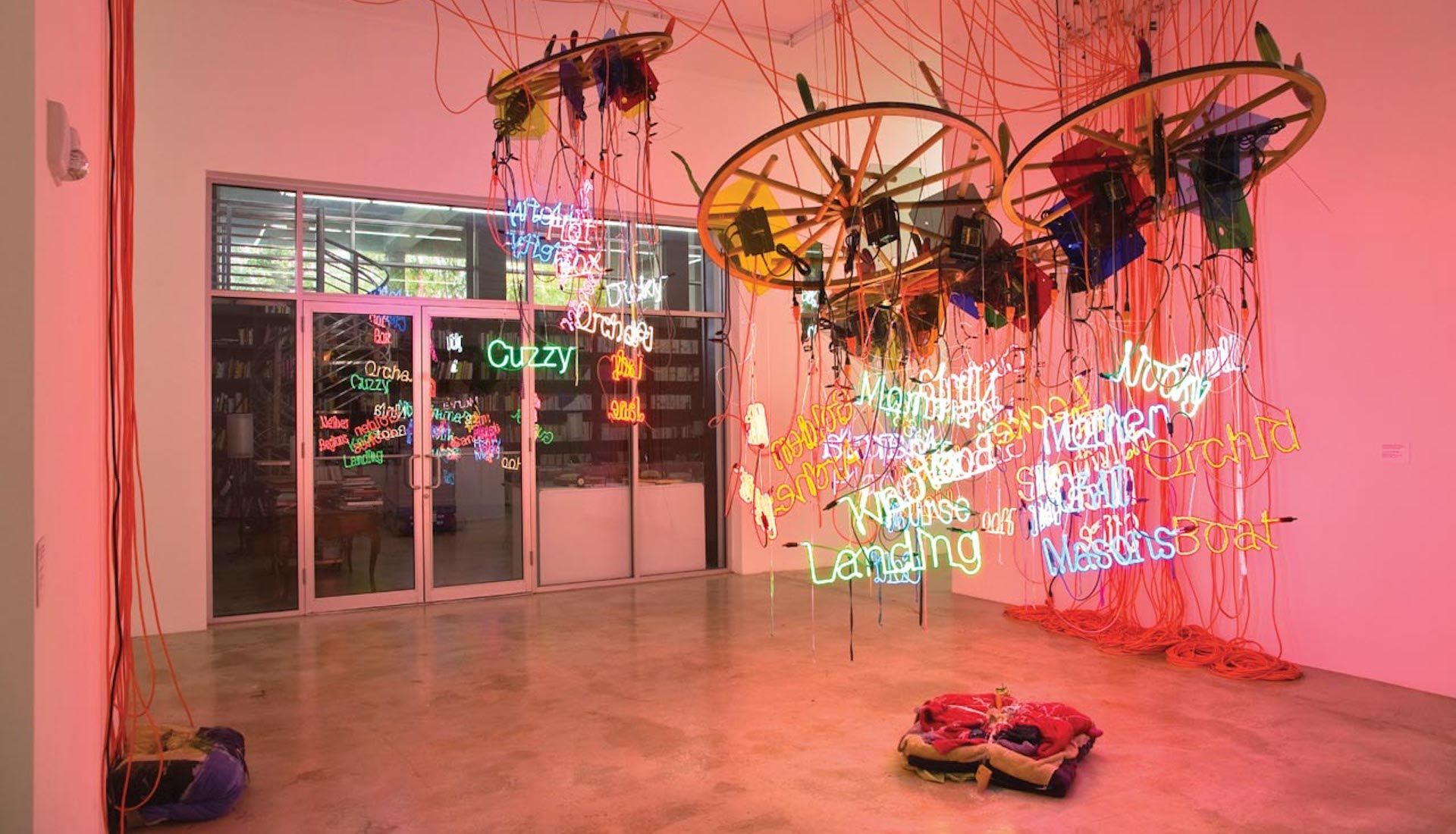 A sculpture by Jason Rhoades called Untitled (Chandelier), dated 2004.