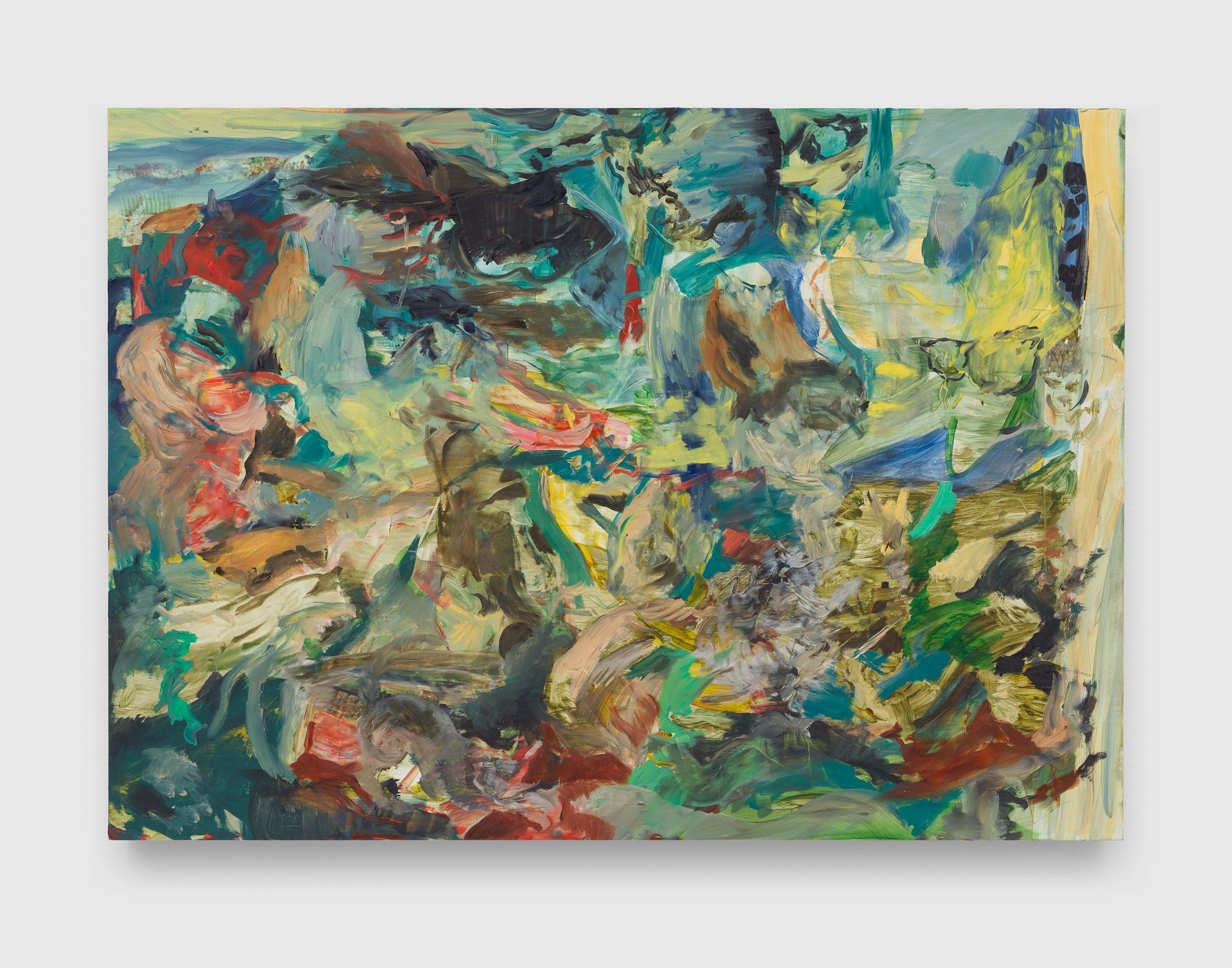 A painting by Cecily Brown, called Untitled (Bacchanal with Cat), dated 2014.