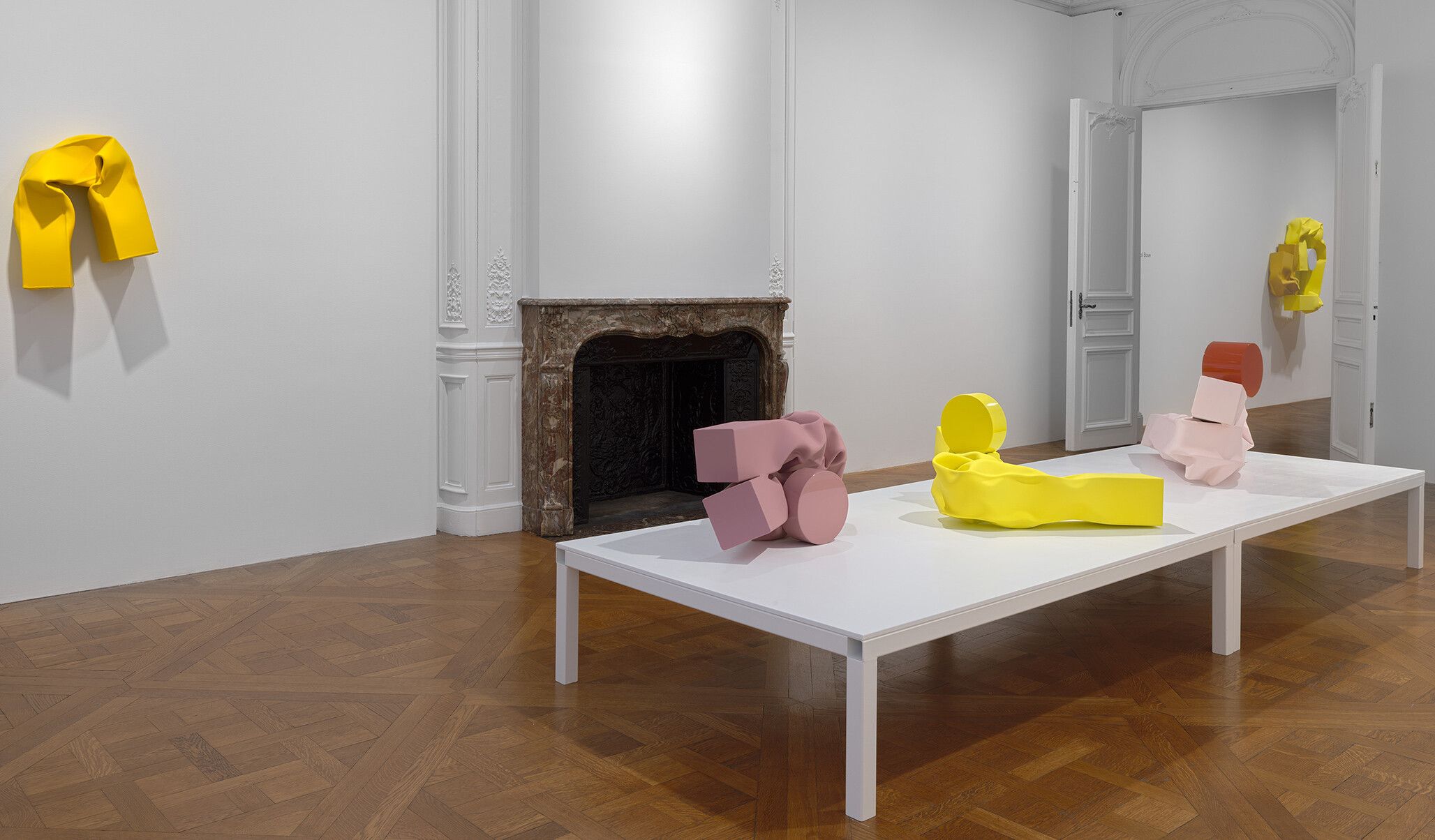 An installation view of a solo exhibition by Carol Bove at David Zwirner, New York, in 2021.