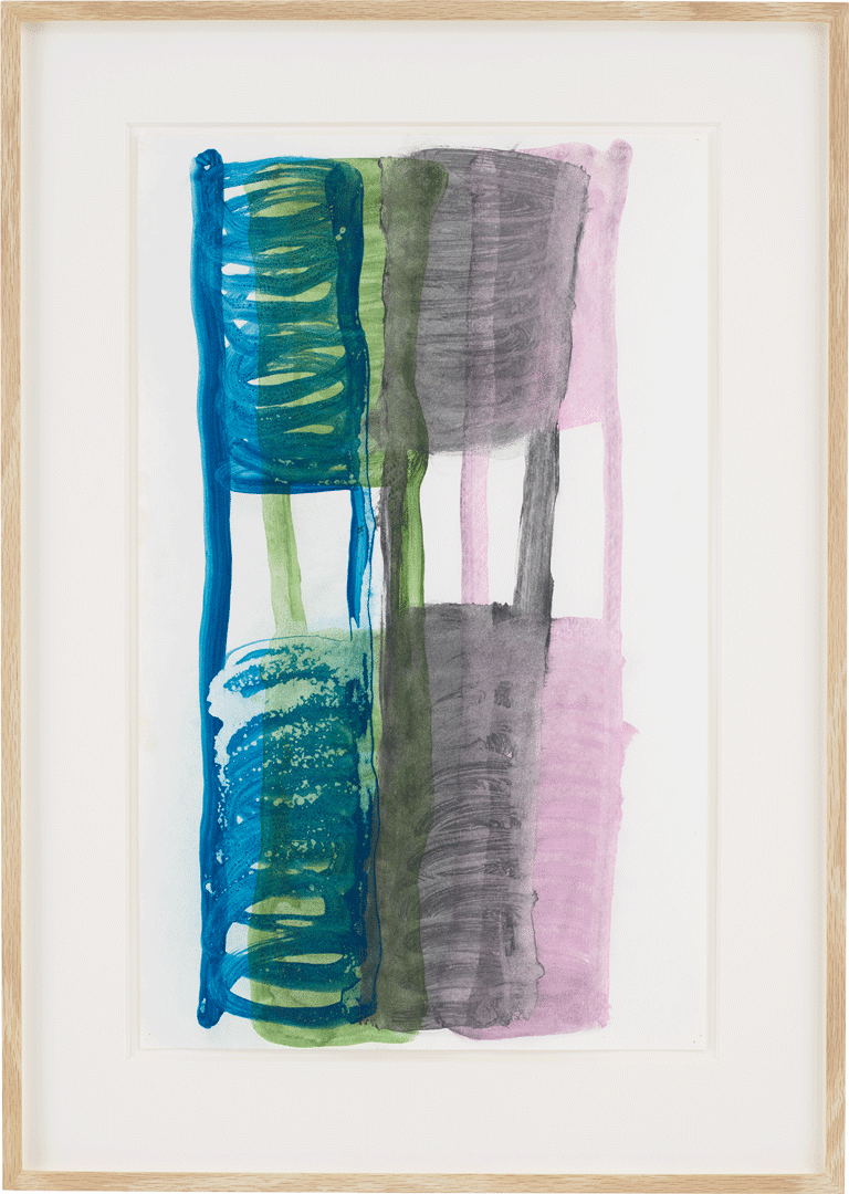 An ink, acrylic paint, and acrylic mica mortar drawing on paper by Al Taylor, titled, Rat Guards, dated 1998.