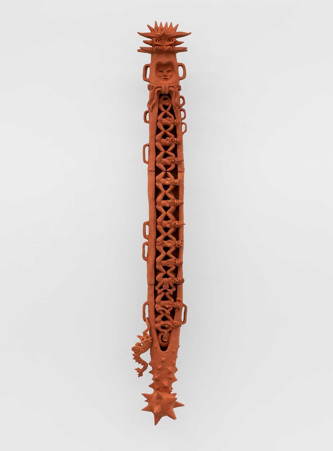 A sculpture by Sharon Van Overmeiren, titled He Who Walks Behind The Rows, dated 2019.