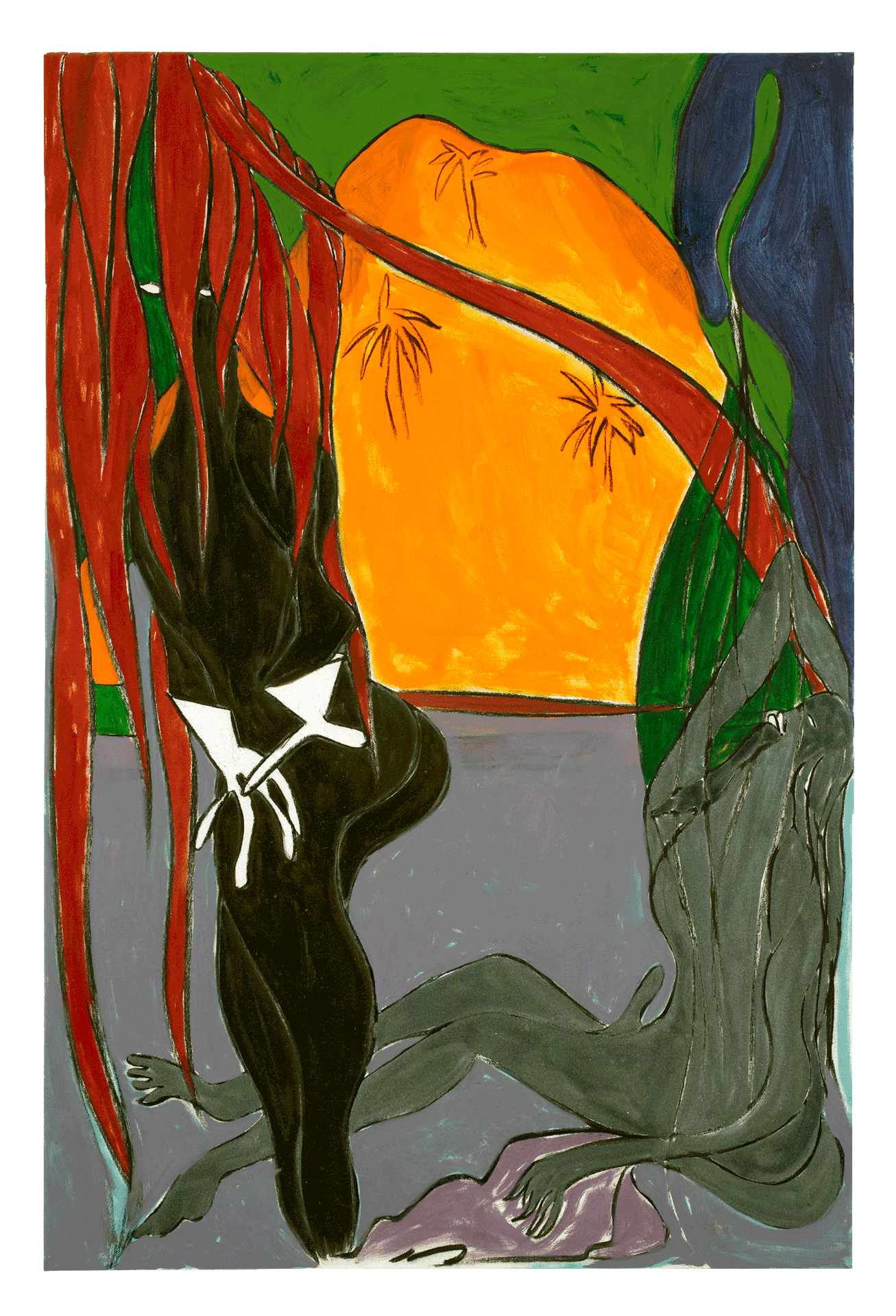 A painting by Chris Ofili, titled Lazarus (orange hill), dated 2007.
