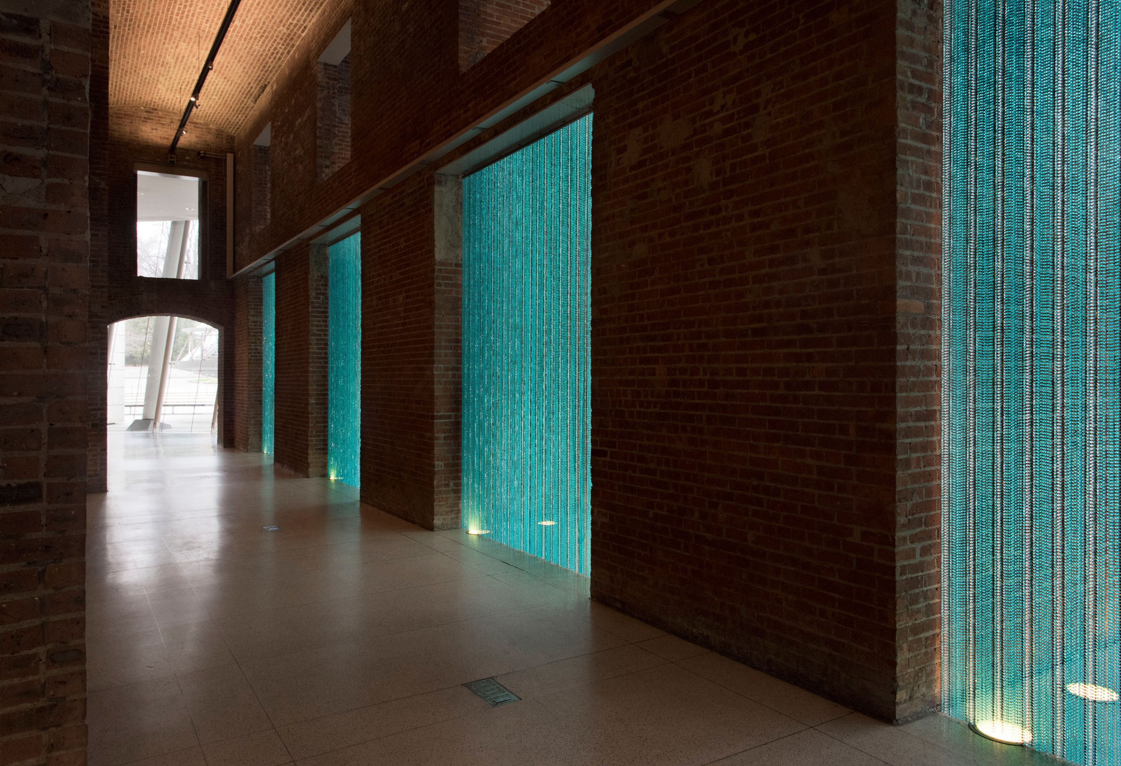 Installation view of the exhibition, Infinite Blue, at the Brooklyn Museum in New York, dated 2017.