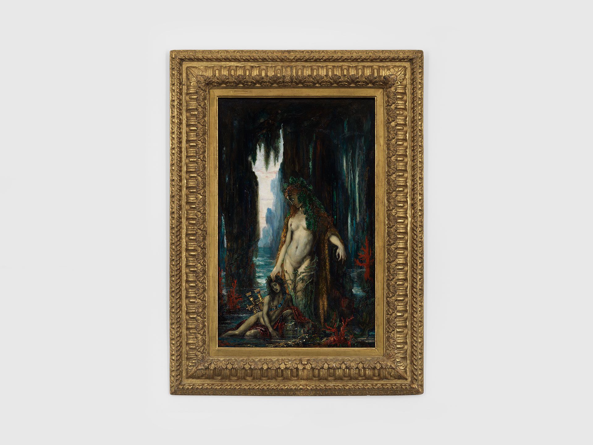 A painting by Gustave Moreau, titled Le Po√®te et La Sir√®ne, translated as The Poet and the Siren, dated 1893.