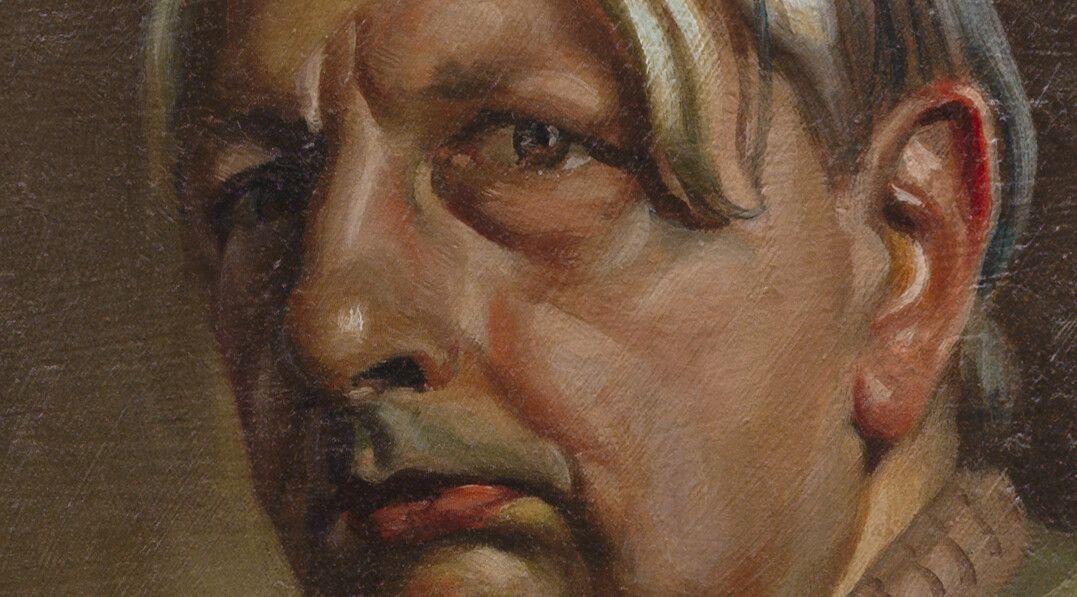 A detail from a work by Giorgio de Chirico, titled Autoritratto, dated 1948.