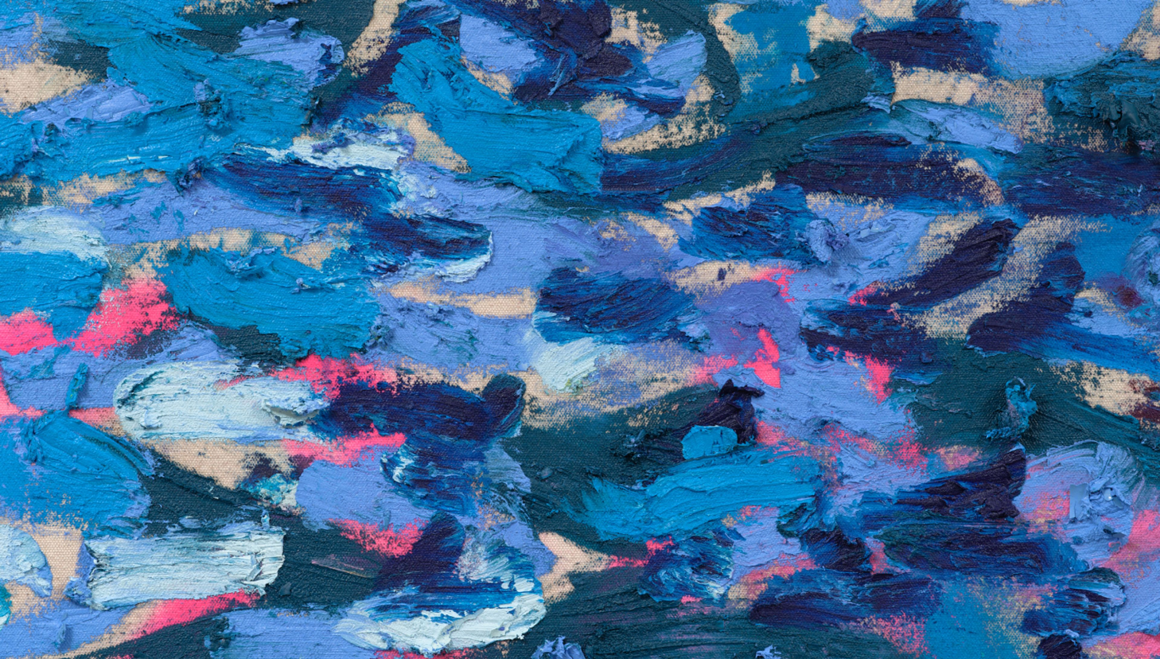 A detail from a painting by Oscar Murillo titled surge (social cataracts) dated 2025.