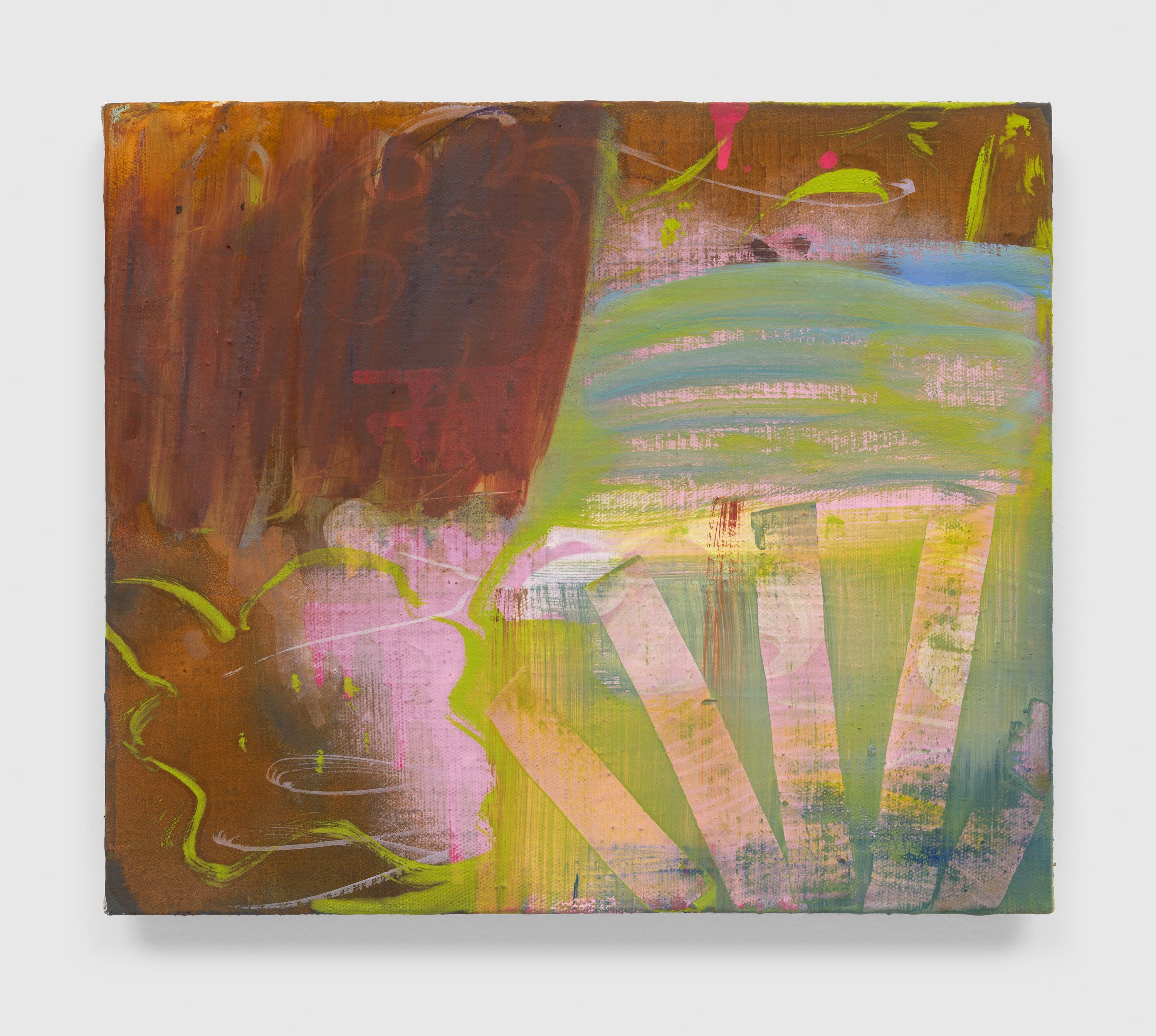 A painting by Emma McIntyre, titled Some pink and blue evening, dated 2023.