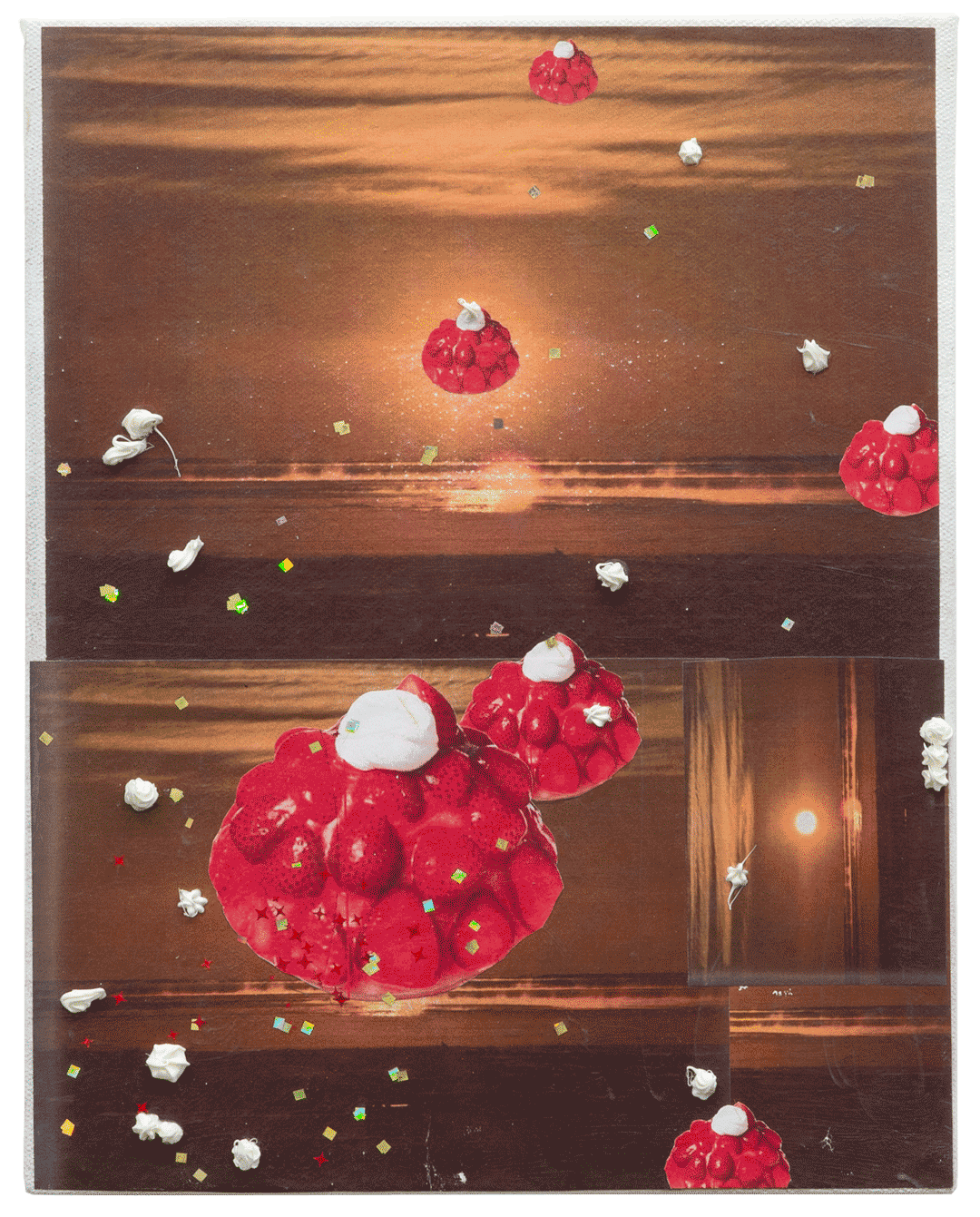 A painting by Maggie Lee, titled Fraise Cake, dated 2019.
