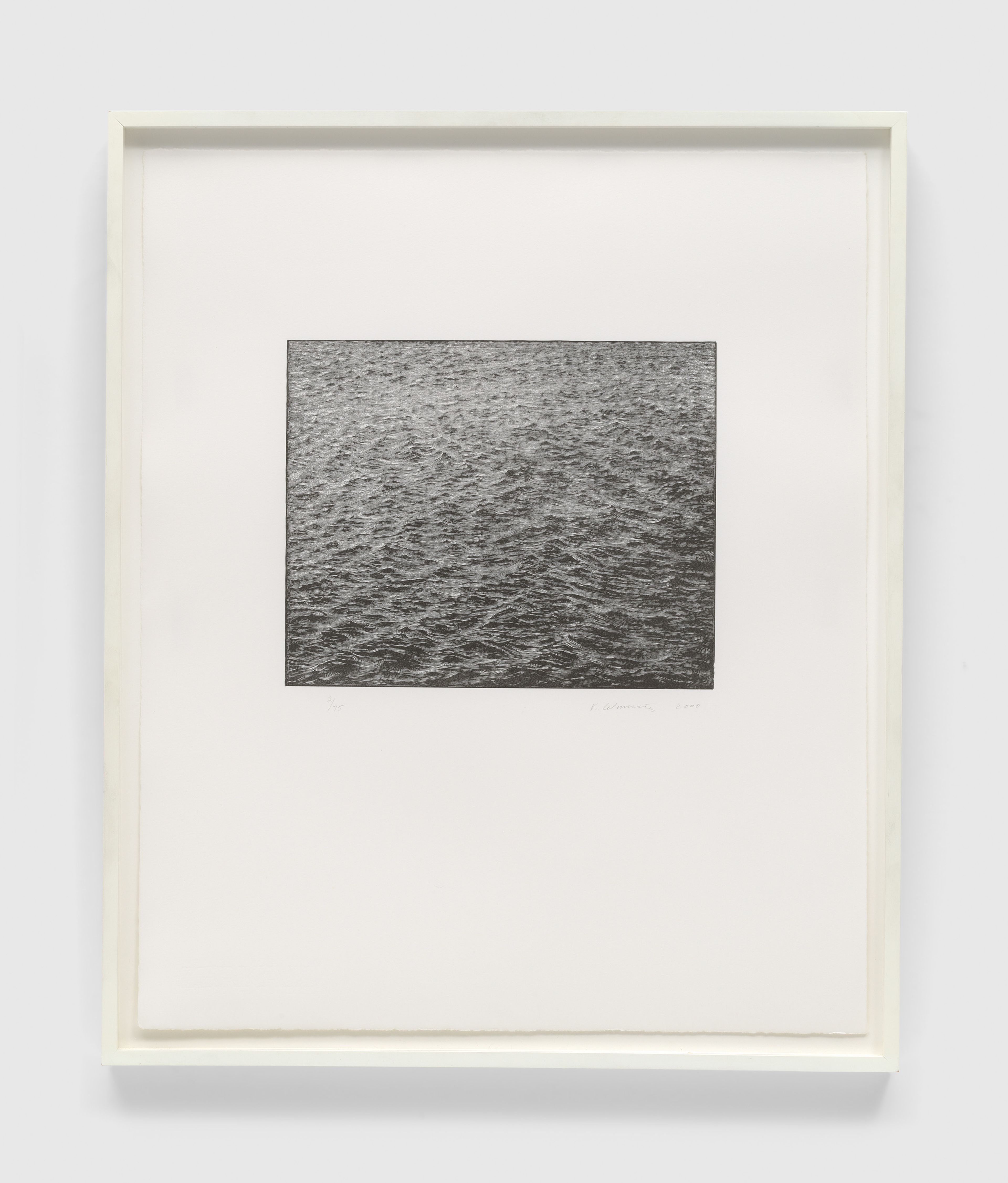 A print by Vija Celmins, titled Ocean Surface Wood Engraving 2000, dated 2000.