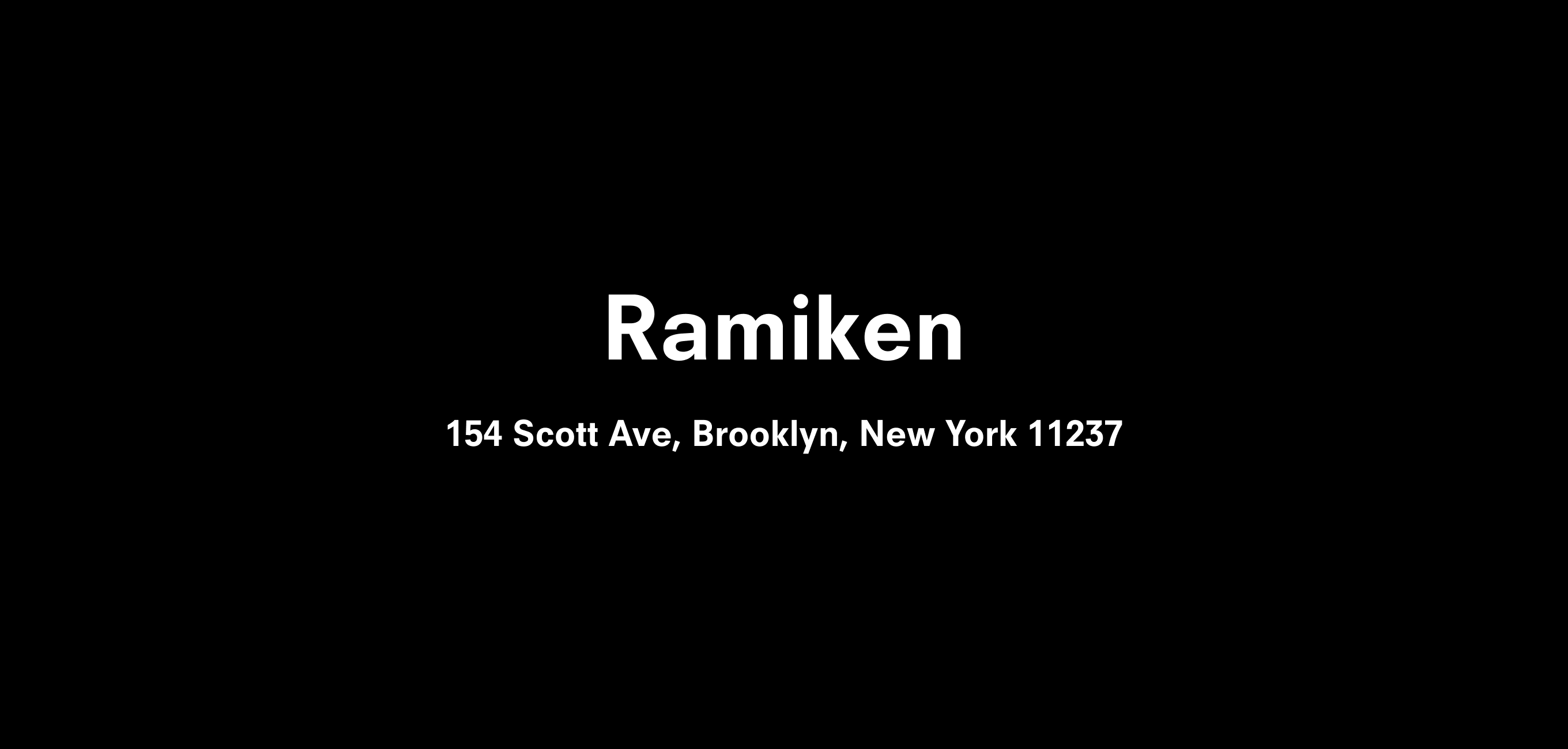 A graphic text header for Ramiken, dated 2020