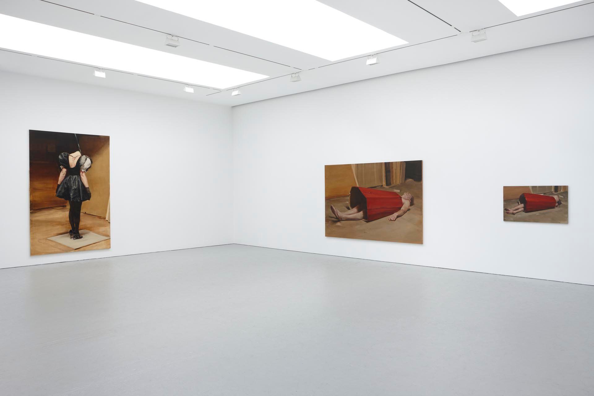 Installation view of the exhibition Michael Borremans: The Devil's Dress, at David Zwirner in New York, dated 2011.