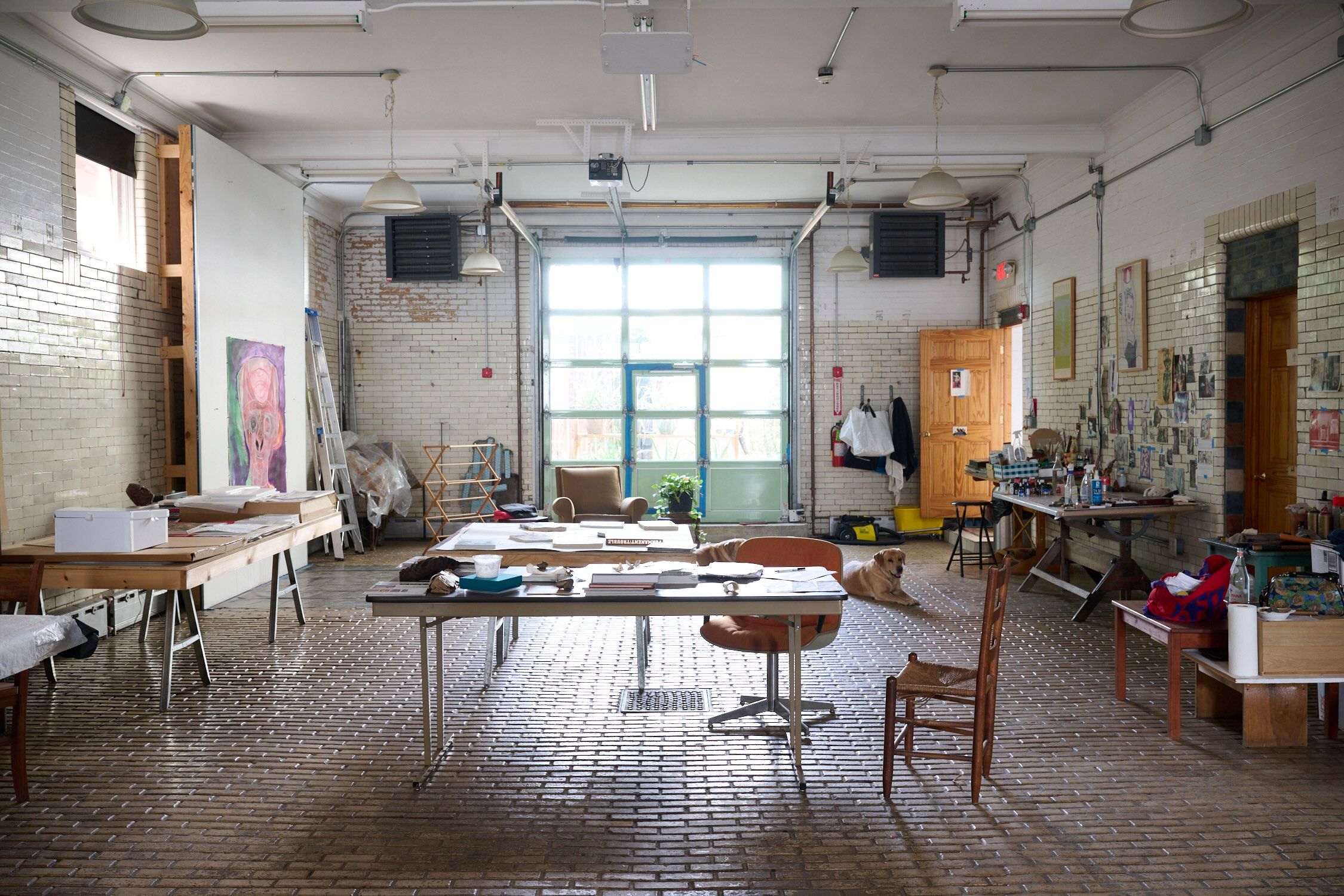 A Photo by Jason Schmidt of Huma Bhabha’s studio, in Poughkeepsie, New York.