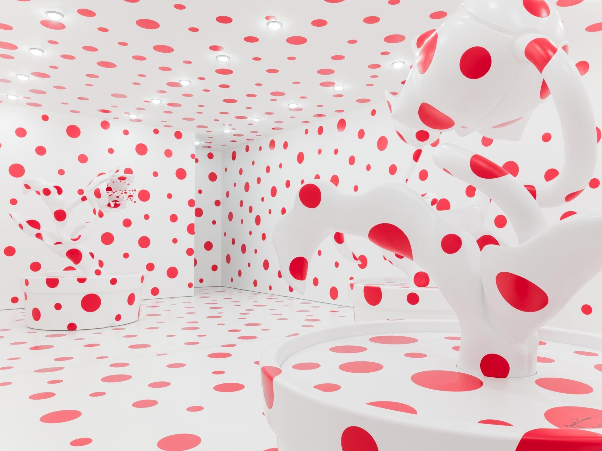 A sculpture by Yayoi Kusama, titled With All My Love For The Tulips, I Pray Forever, dated 2011.