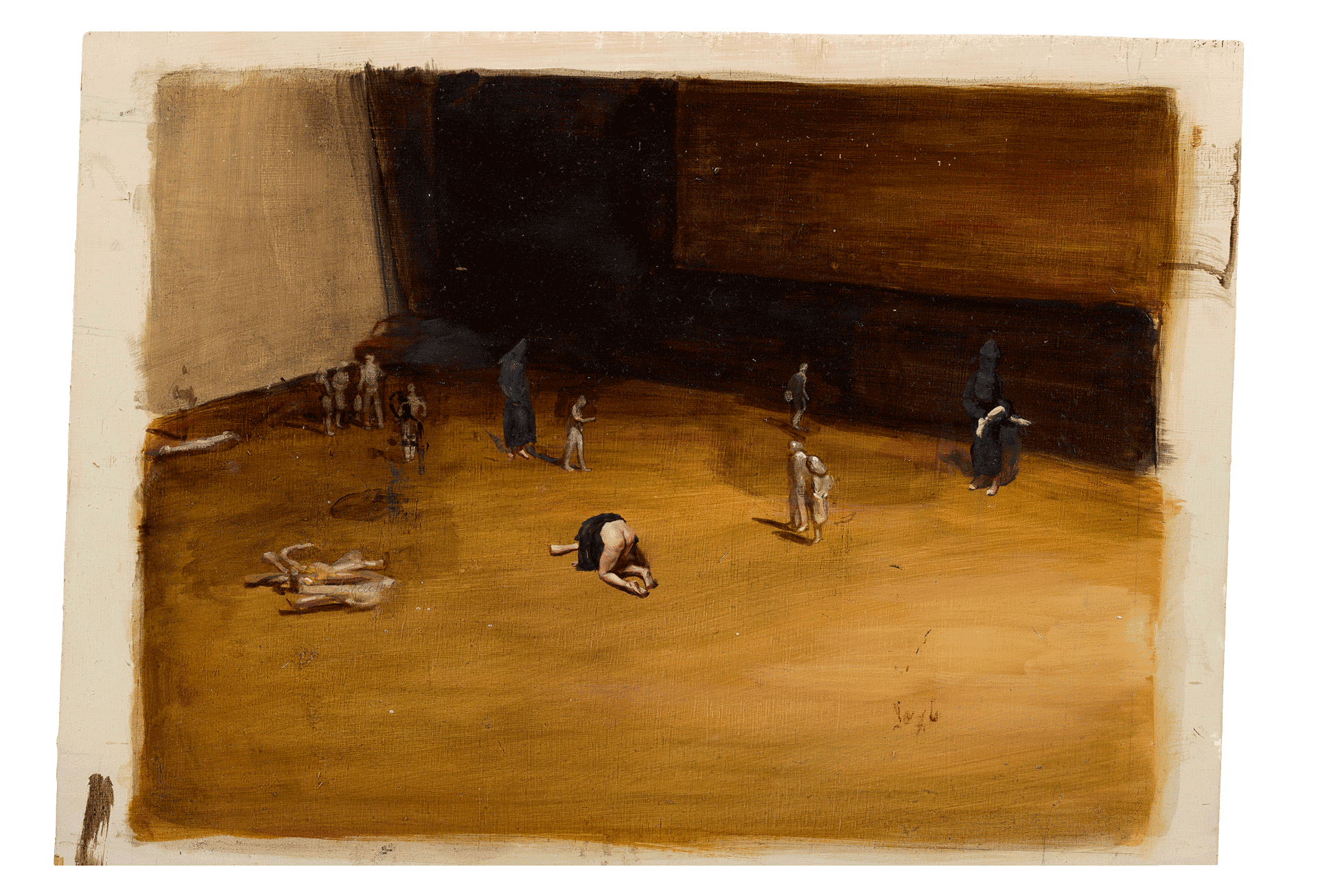 A painting by Michaël Borremans, titled Black Mould / Glass Ghosts, dated 2015.