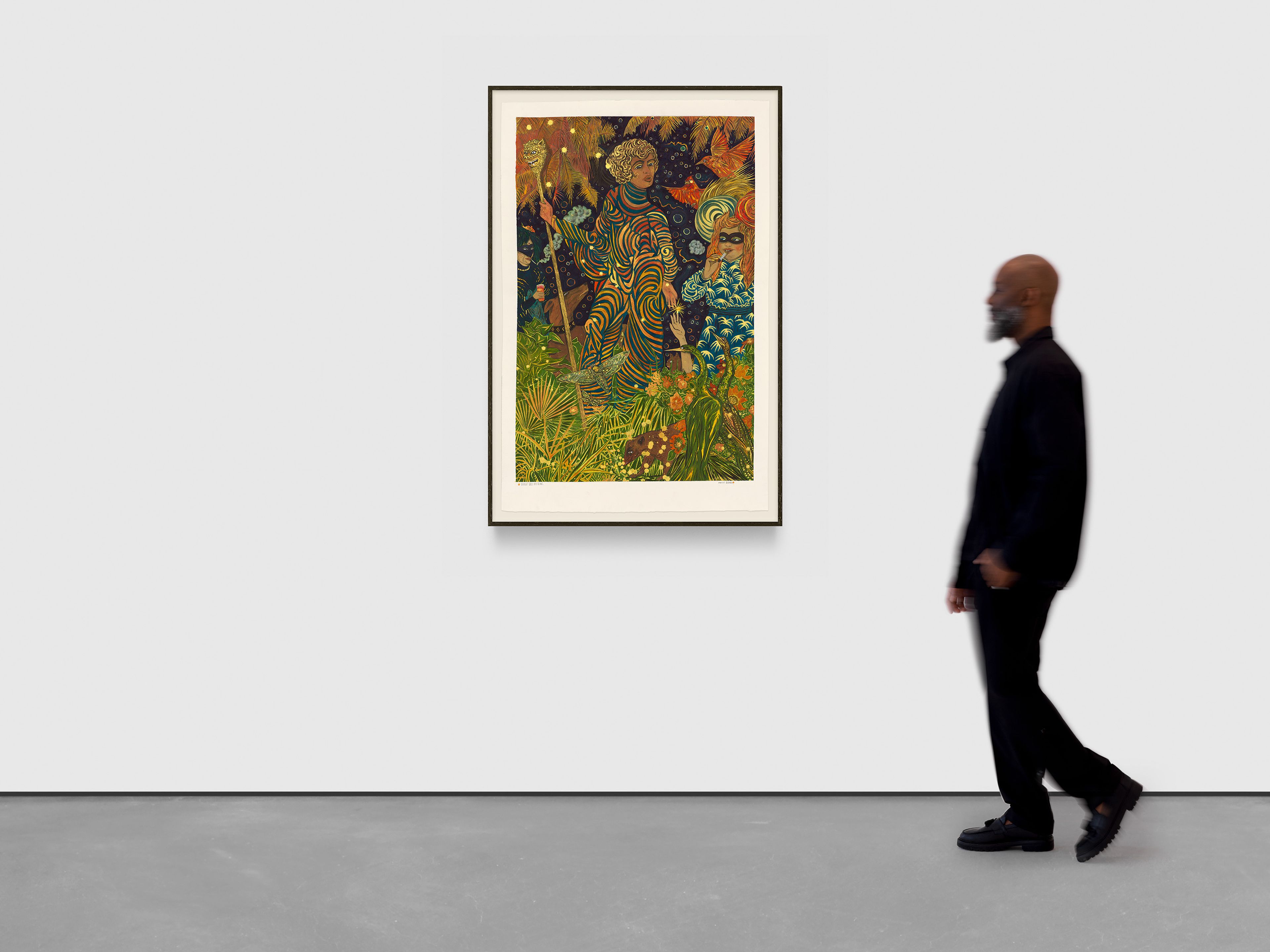 A work on paper by Marcel Dzama, titled Brought back into being, dated 2025.