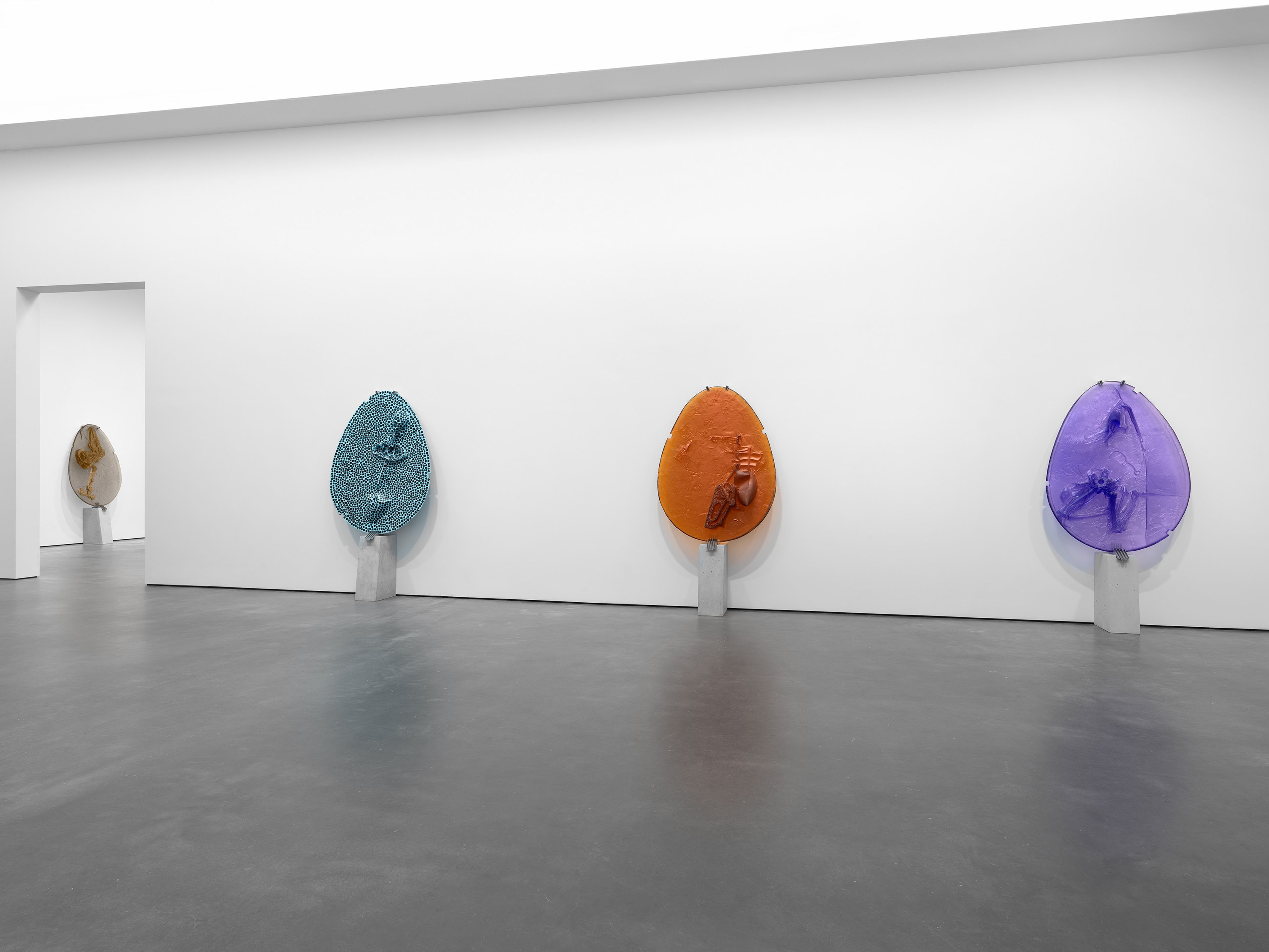 An installation view of the exhibition, Andra Ursuta: Retina Turner, at David Zwirner in New York, dated 2025.